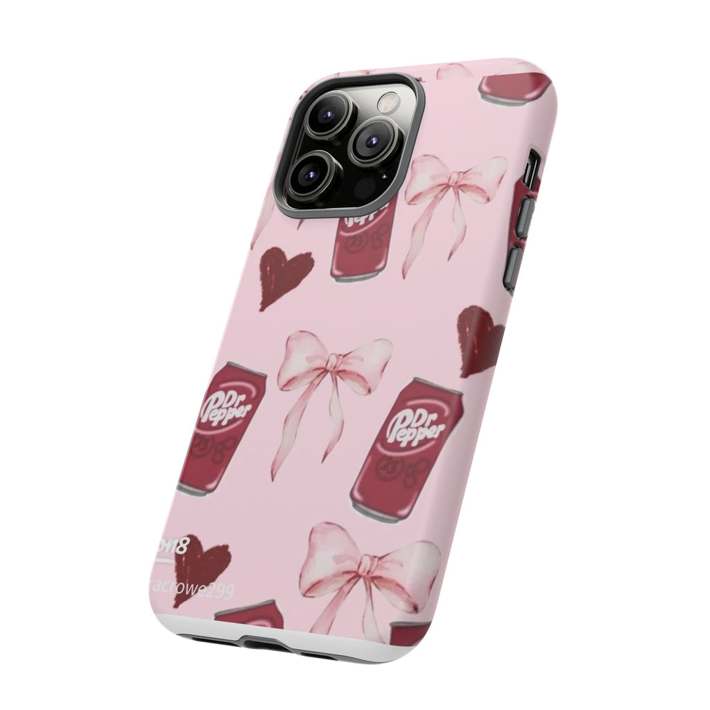 Dr Pepper Pink Bow Phone Case — Cute Soda Pattern Tough Case