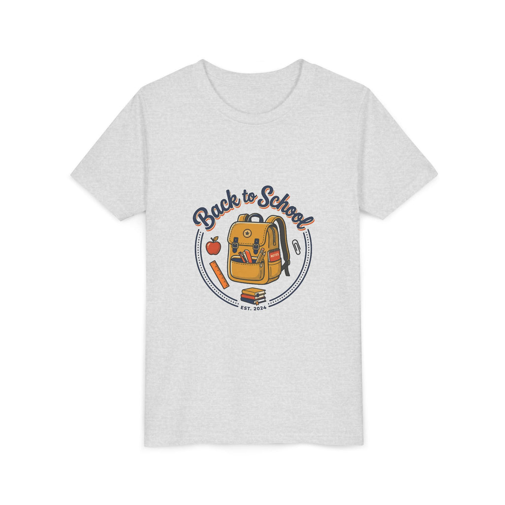 Back to School Youth Tee – Cute Backpack & Apple Kids T‑Shirt for First Day of School