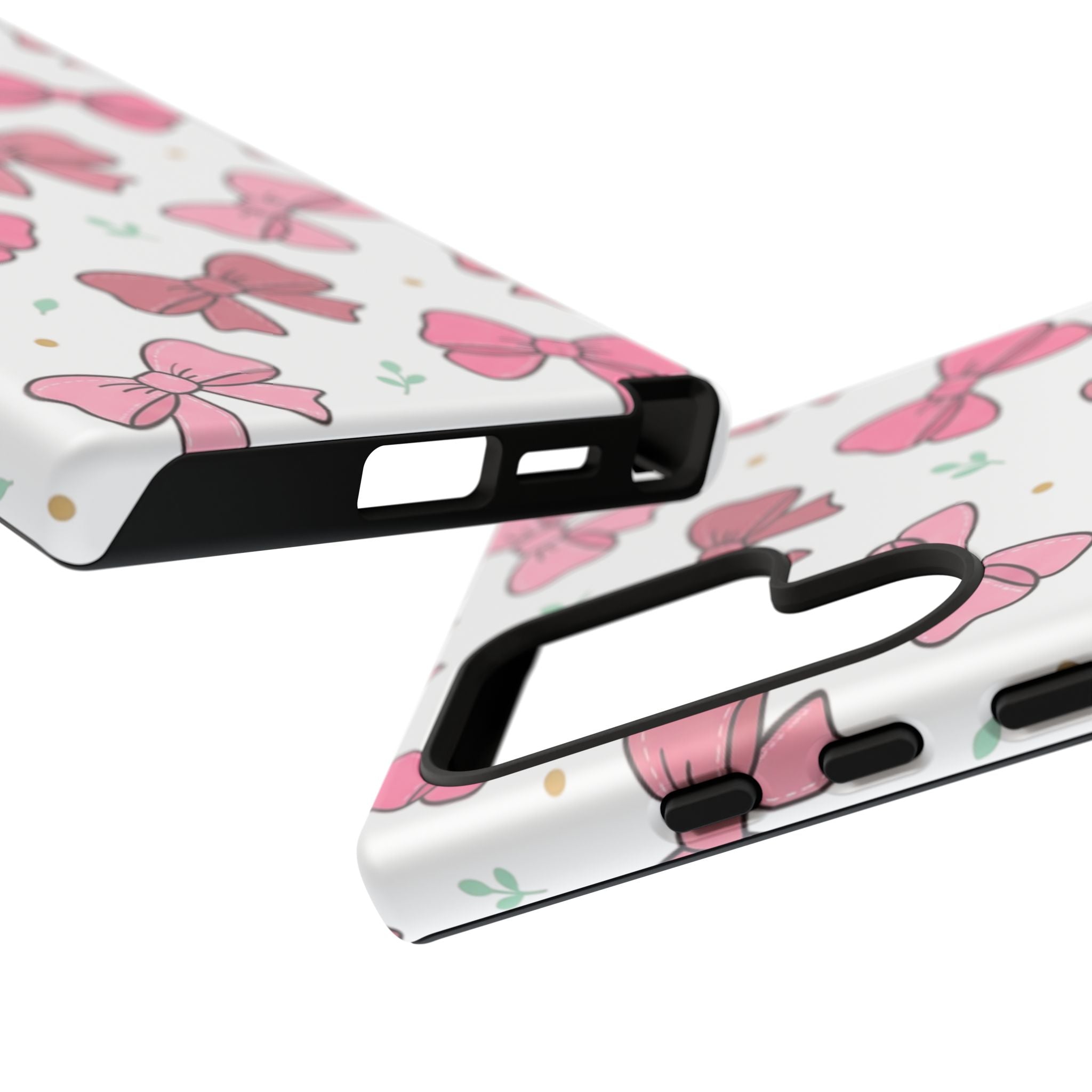 Pink Bow Pattern Phone Case — Cute Floral Ribbon Tough Case