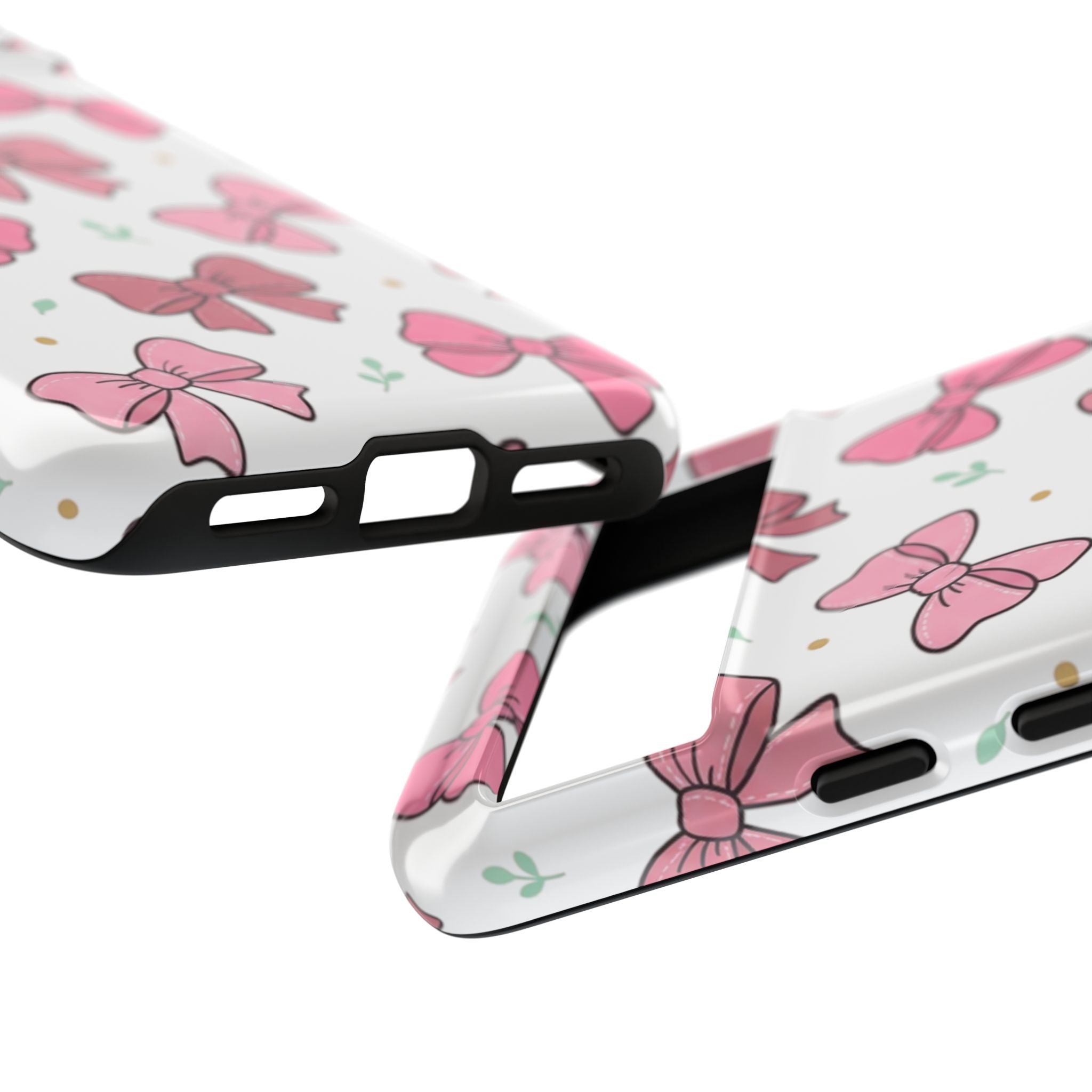 Pink Bow Pattern Phone Case — Cute Floral Ribbon Tough Case