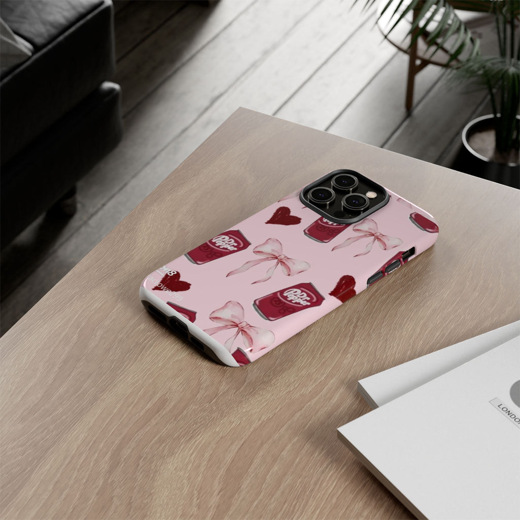 Dr Pepper Pink Bow Phone Case — Cute Soda Pattern Tough Case