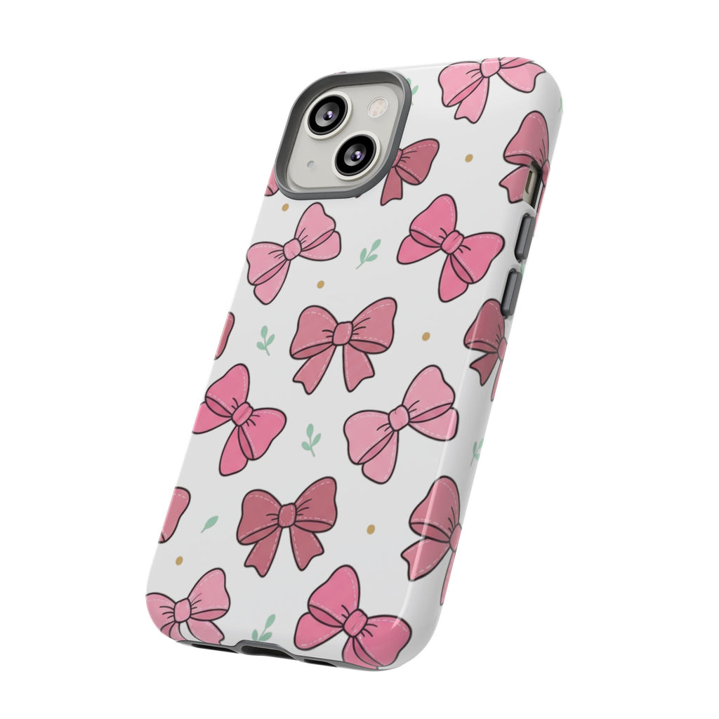 Pink Bow Pattern Phone Case — Cute Floral Ribbon Tough Case