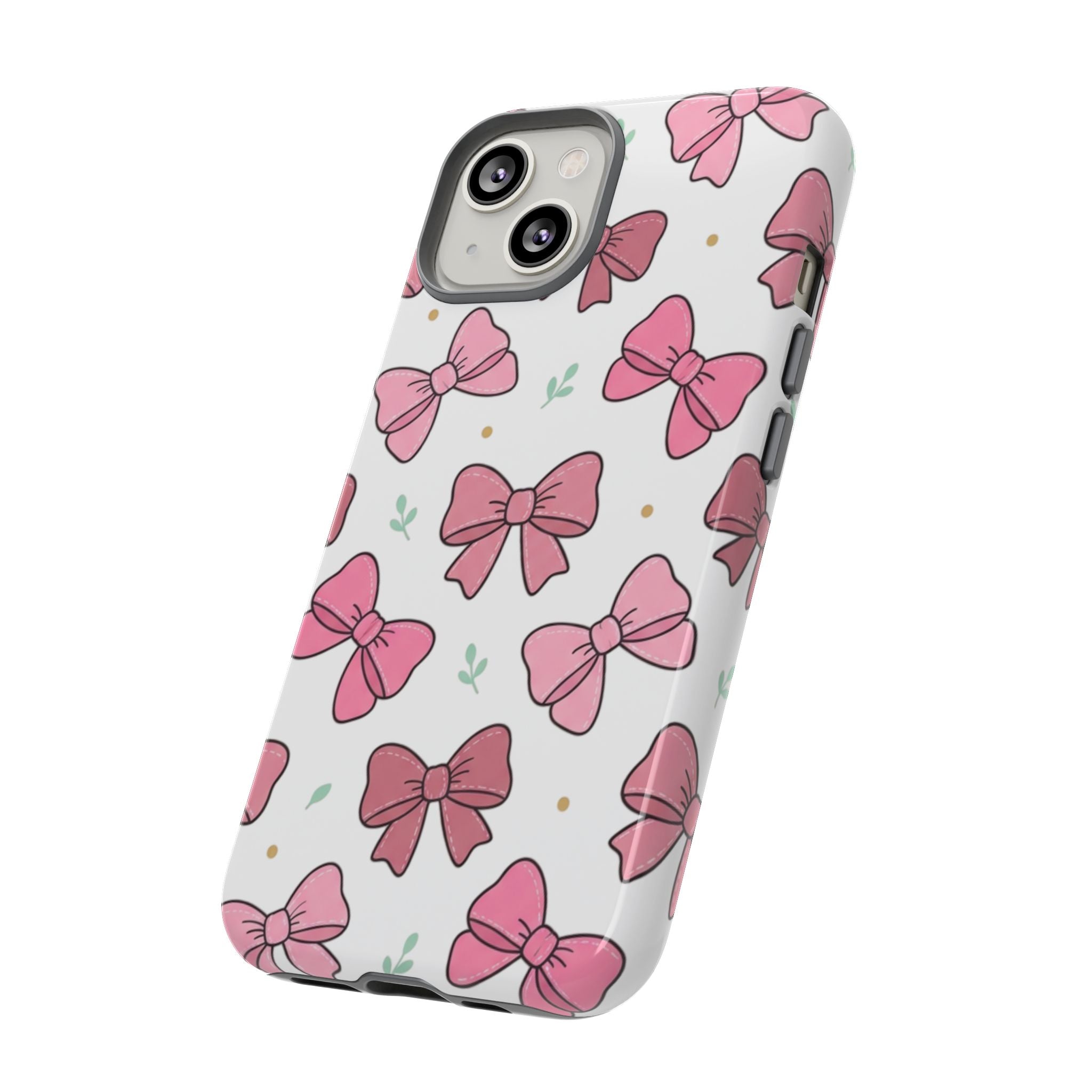 Pink Bow Pattern Phone Case — Cute Floral Ribbon Tough Case