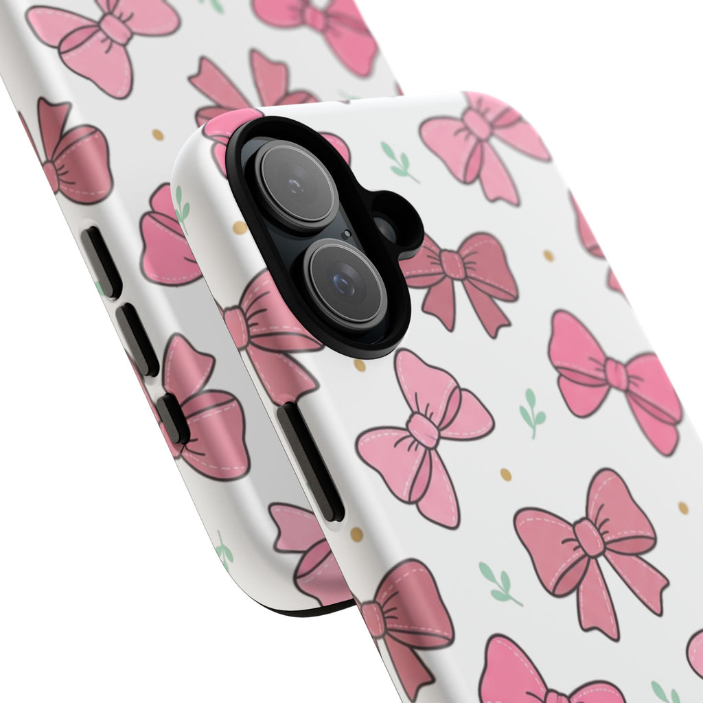 Pink Bow Pattern Phone Case — Cute Floral Ribbon Tough Case