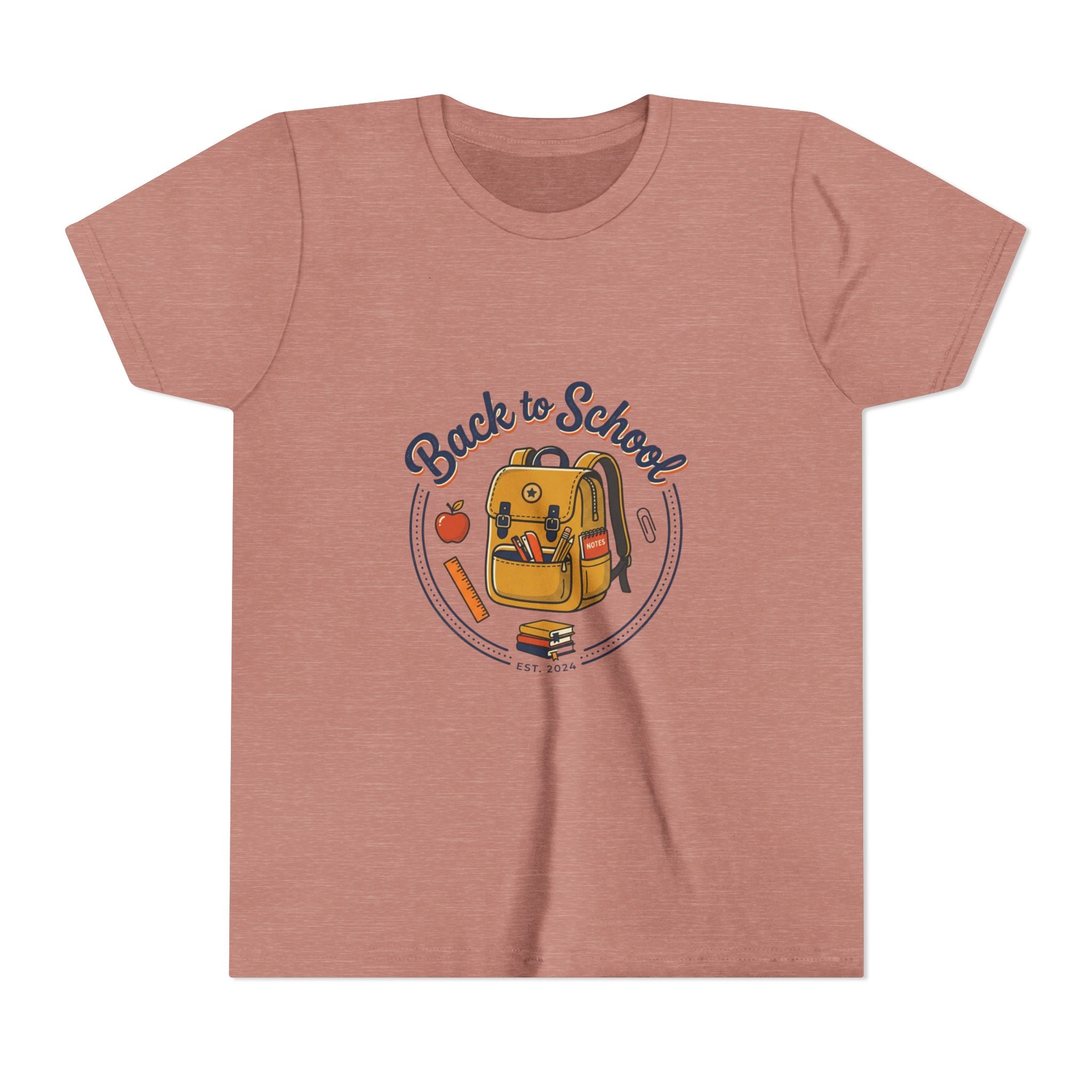Back to School Youth Tee – Cute Backpack & Apple Kids T‑Shirt for First Day of School
