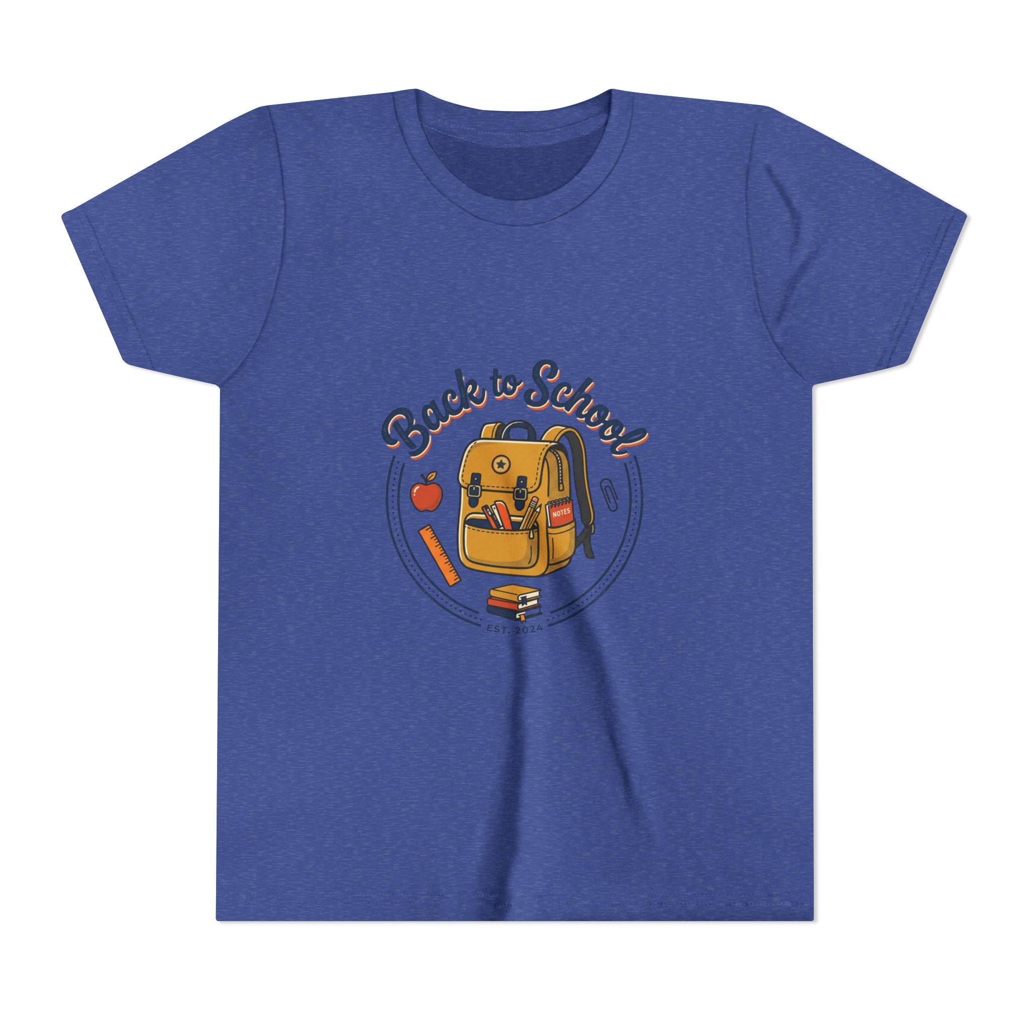 Back to School Youth Tee – Cute Backpack & Apple Kids T‑Shirt for First Day of School