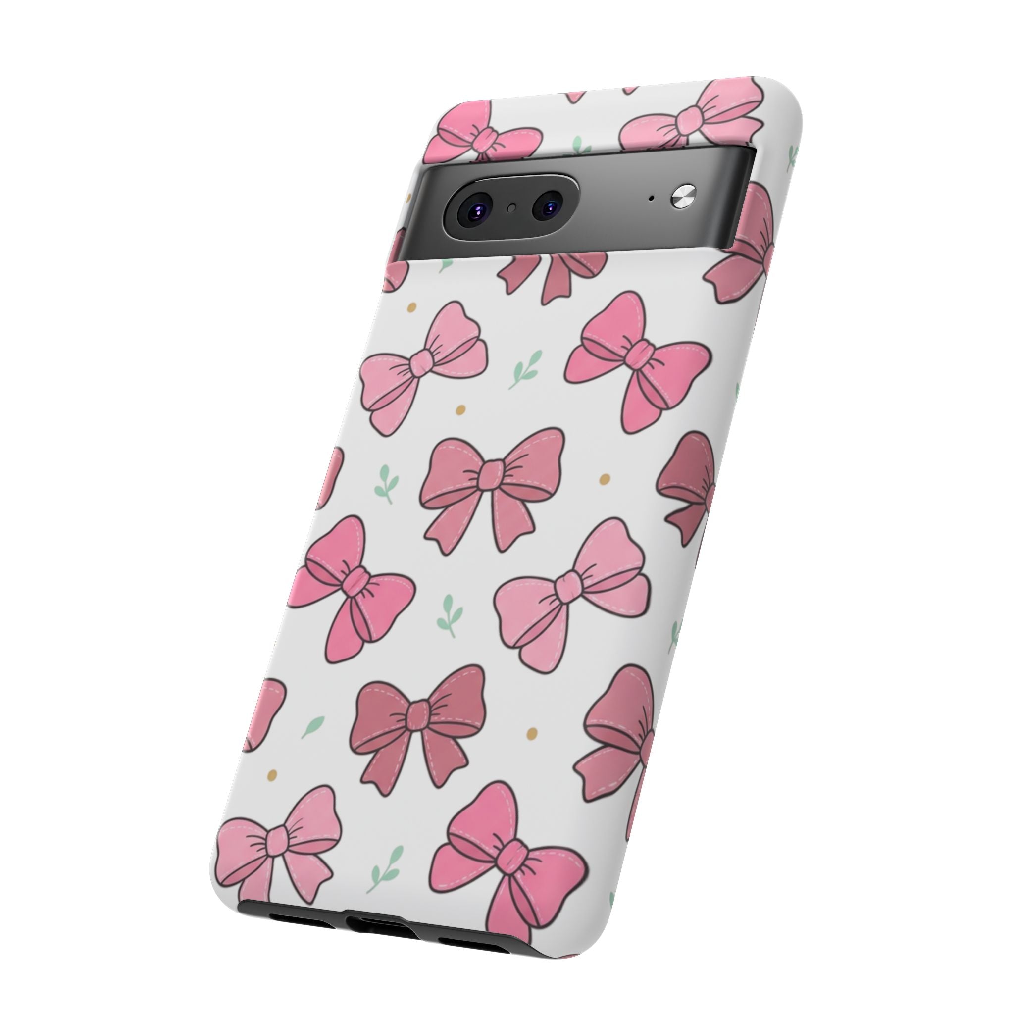 Pink Bow Pattern Phone Case — Cute Floral Ribbon Tough Case