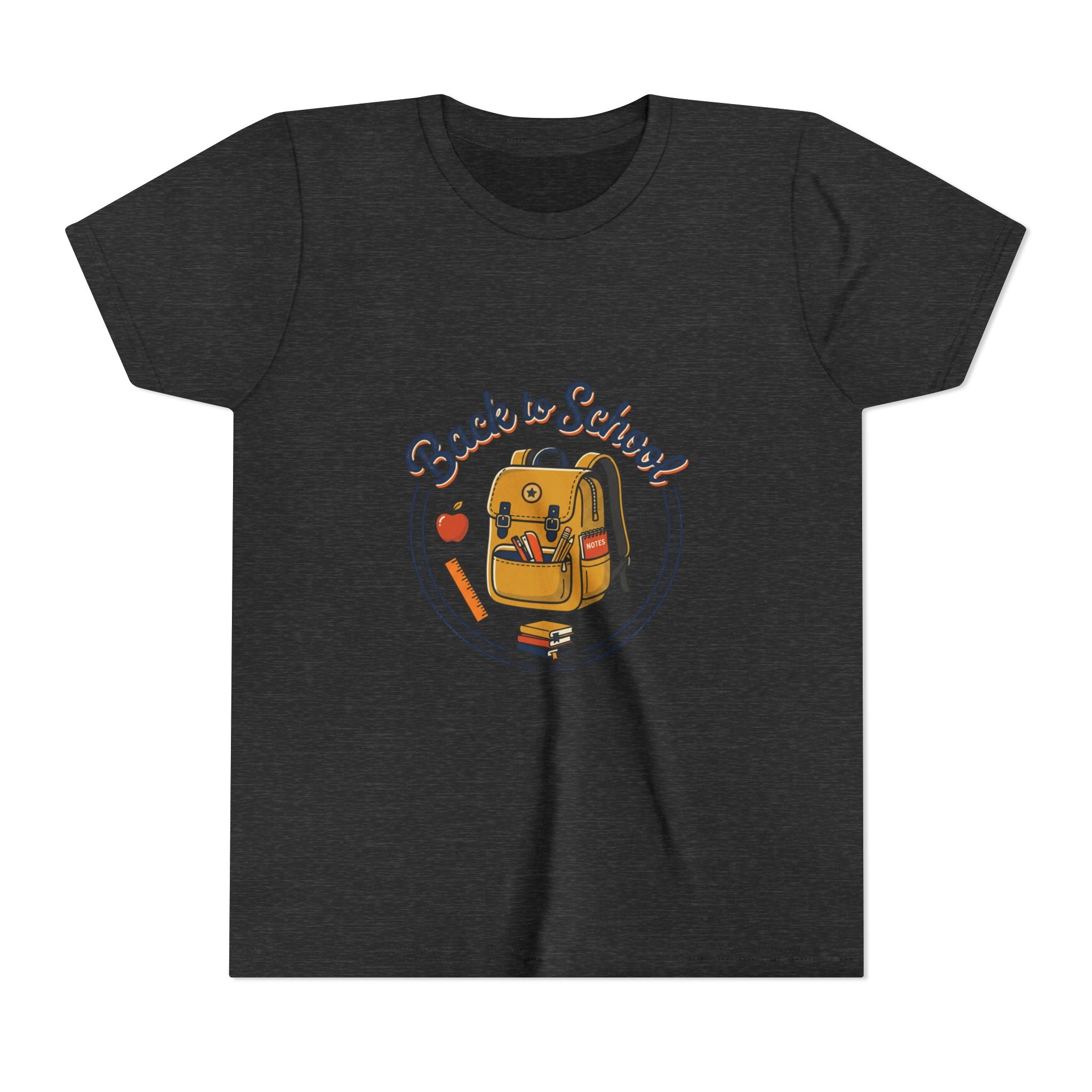 Back to School Youth Tee – Cute Backpack & Apple Kids T‑Shirt for First Day of School