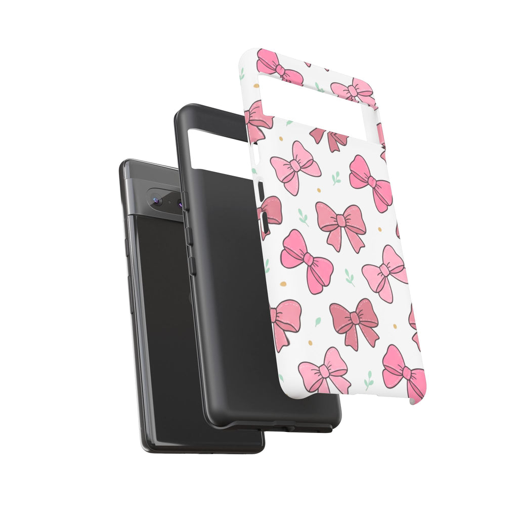 Pink Bow Pattern Phone Case — Cute Floral Ribbon Tough Case