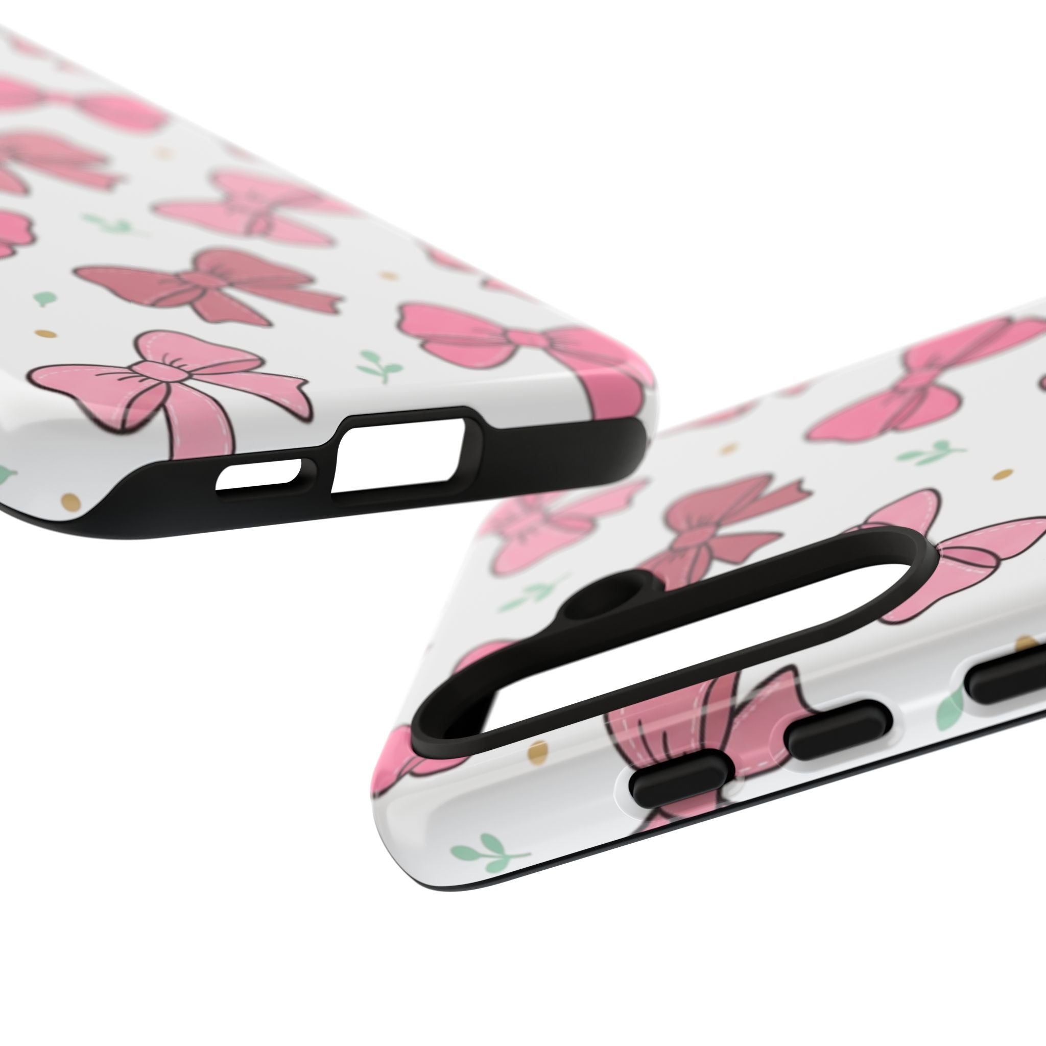 Pink Bow Pattern Phone Case — Cute Floral Ribbon Tough Case