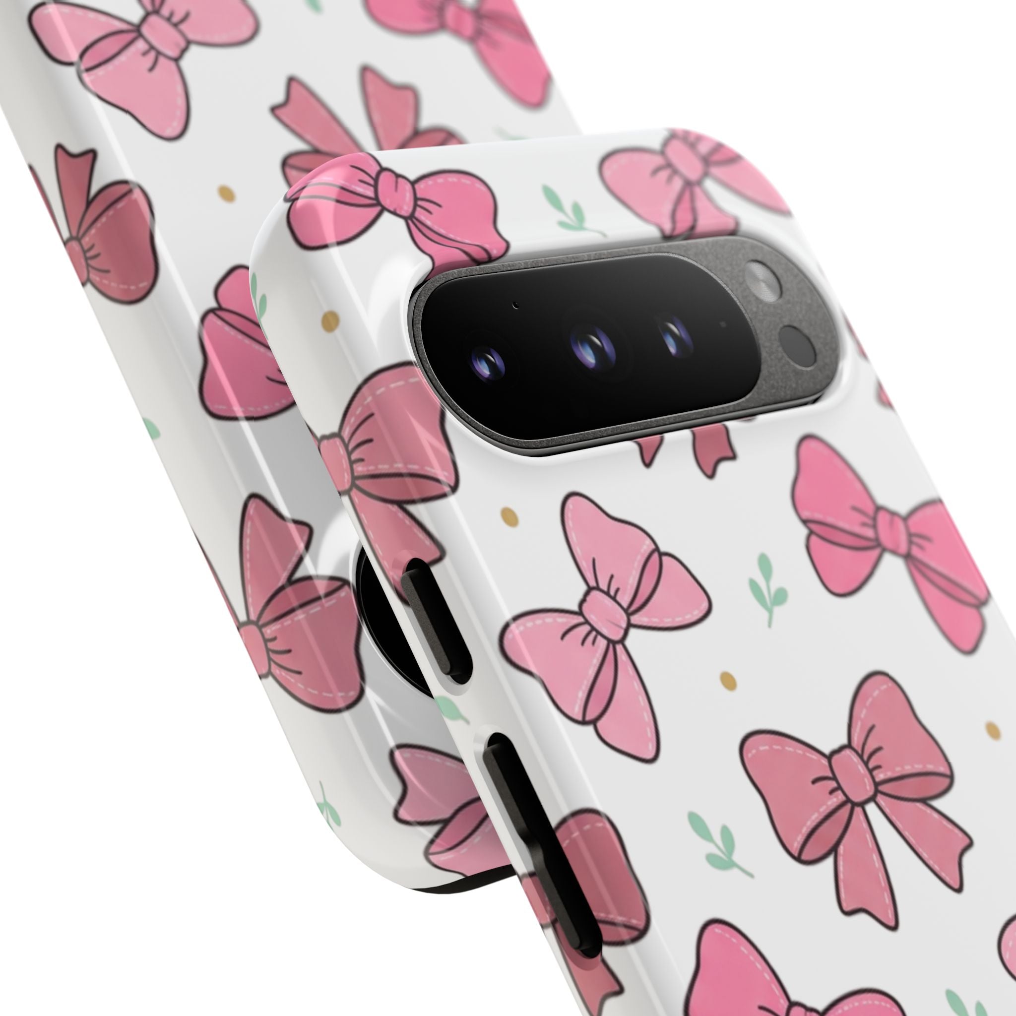 Pink Bow Pattern Phone Case — Cute Floral Ribbon Tough Case