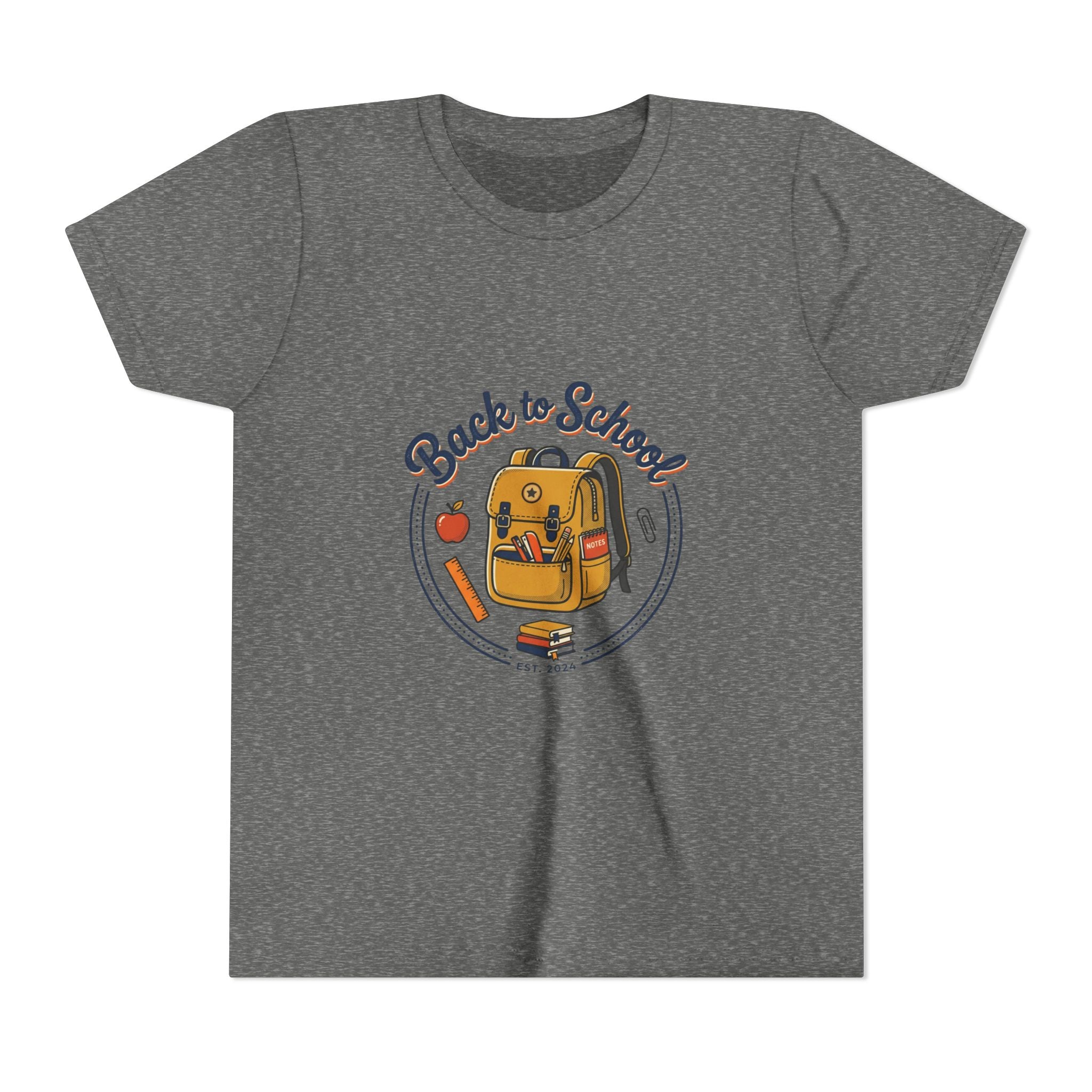 Back to School Youth Tee – Cute Backpack & Apple Kids T‑Shirt for First Day of School