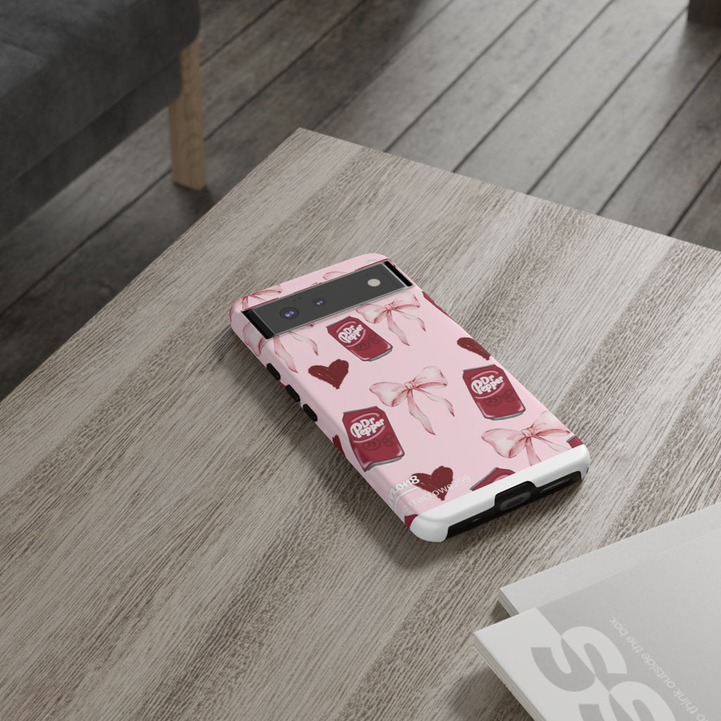 Dr Pepper Pink Bow Phone Case — Cute Soda Pattern Tough Case