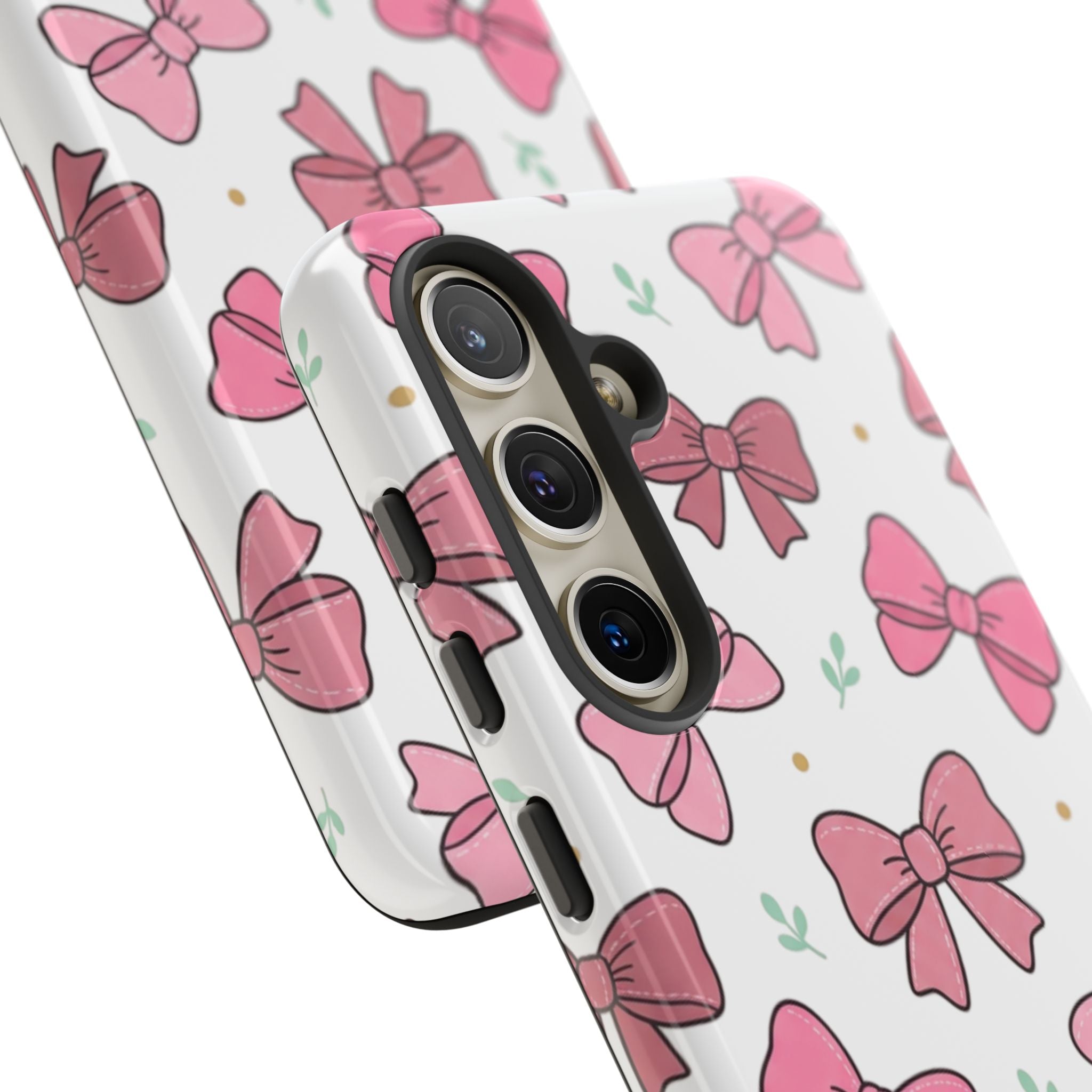 Pink Bow Pattern Phone Case — Cute Floral Ribbon Tough Case