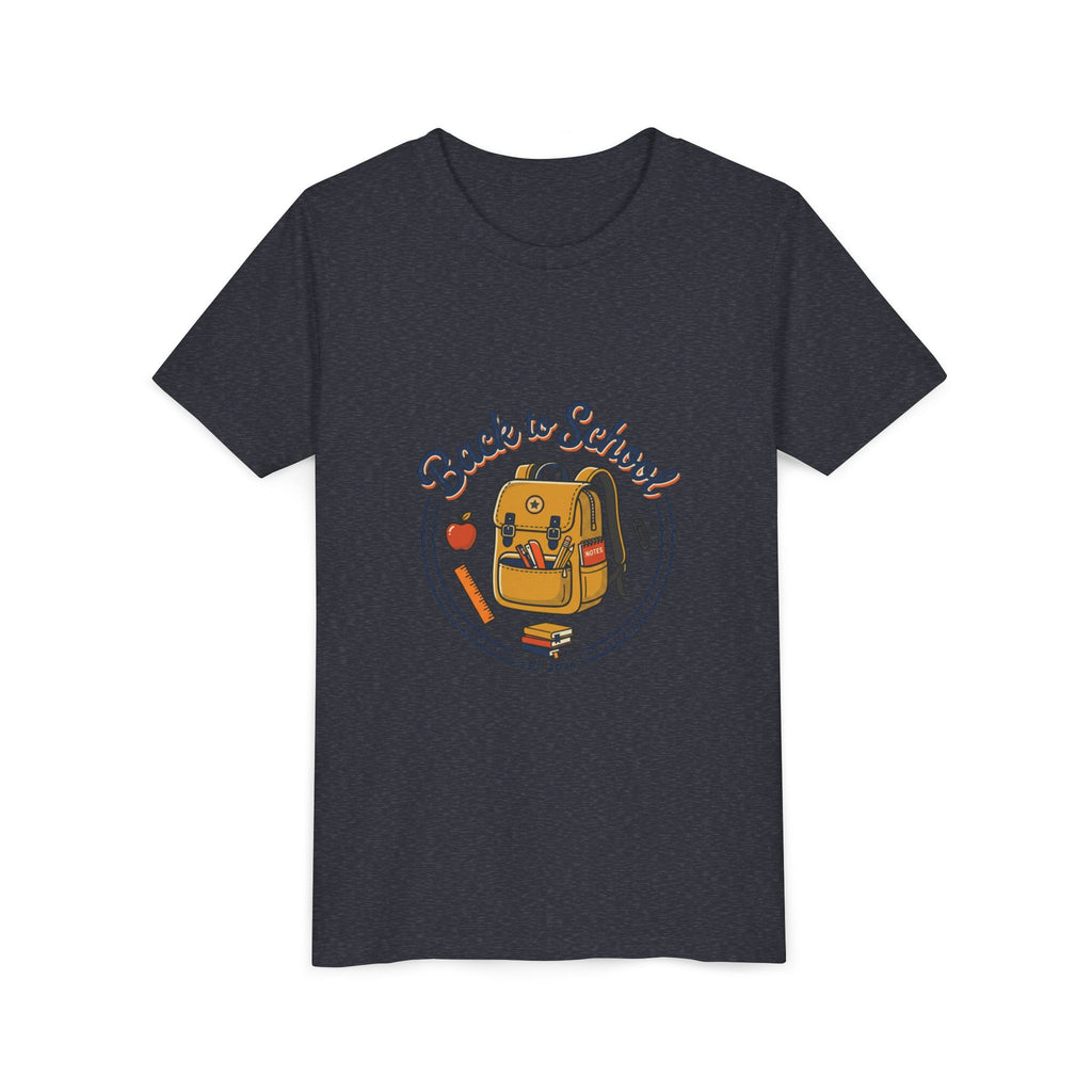 Back to School Youth Tee – Cute Backpack & Apple Kids T‑Shirt for First Day of School