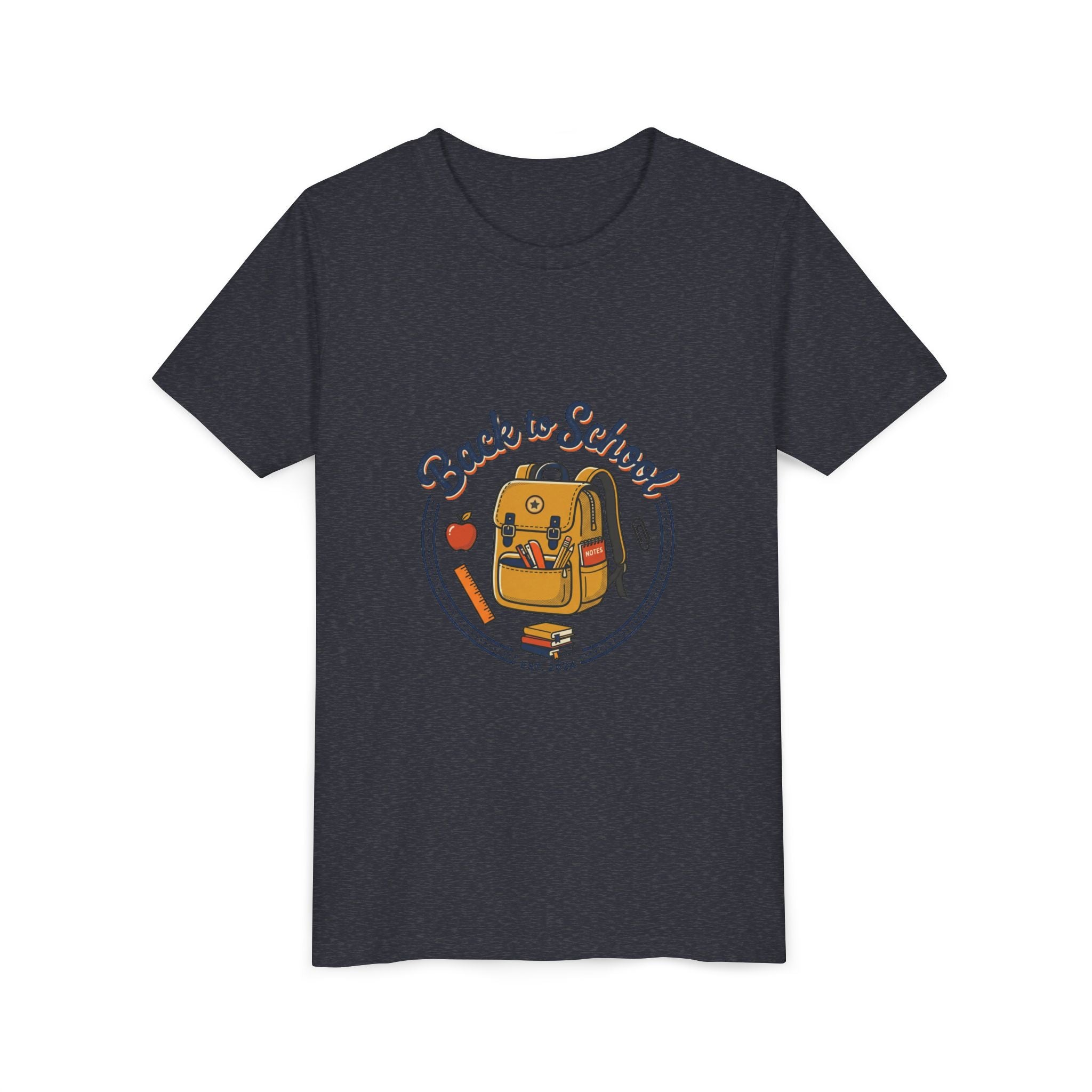 Back to School Youth Tee – Cute Backpack & Apple Kids T‑Shirt for First Day of School