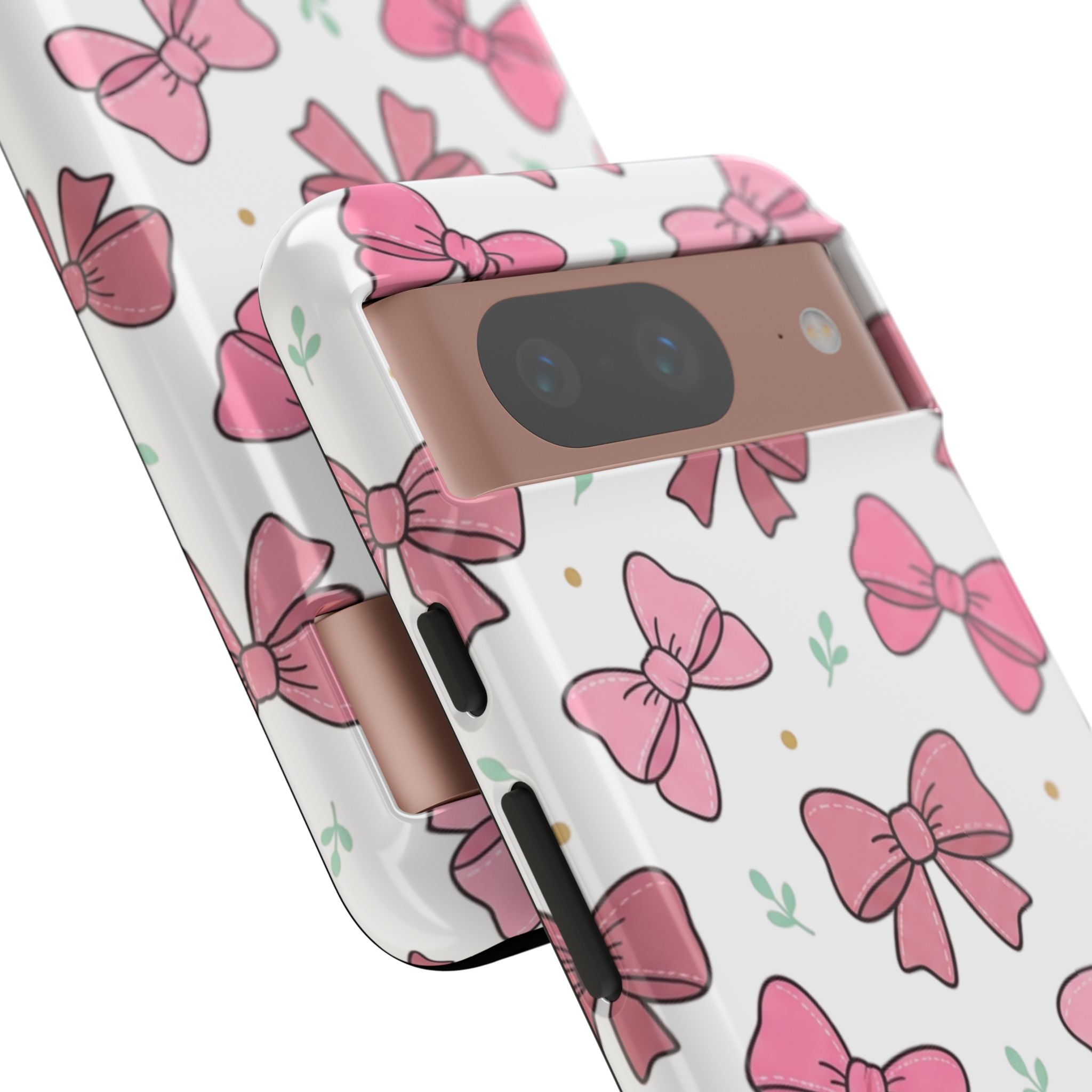 Pink Bow Pattern Phone Case — Cute Floral Ribbon Tough Case