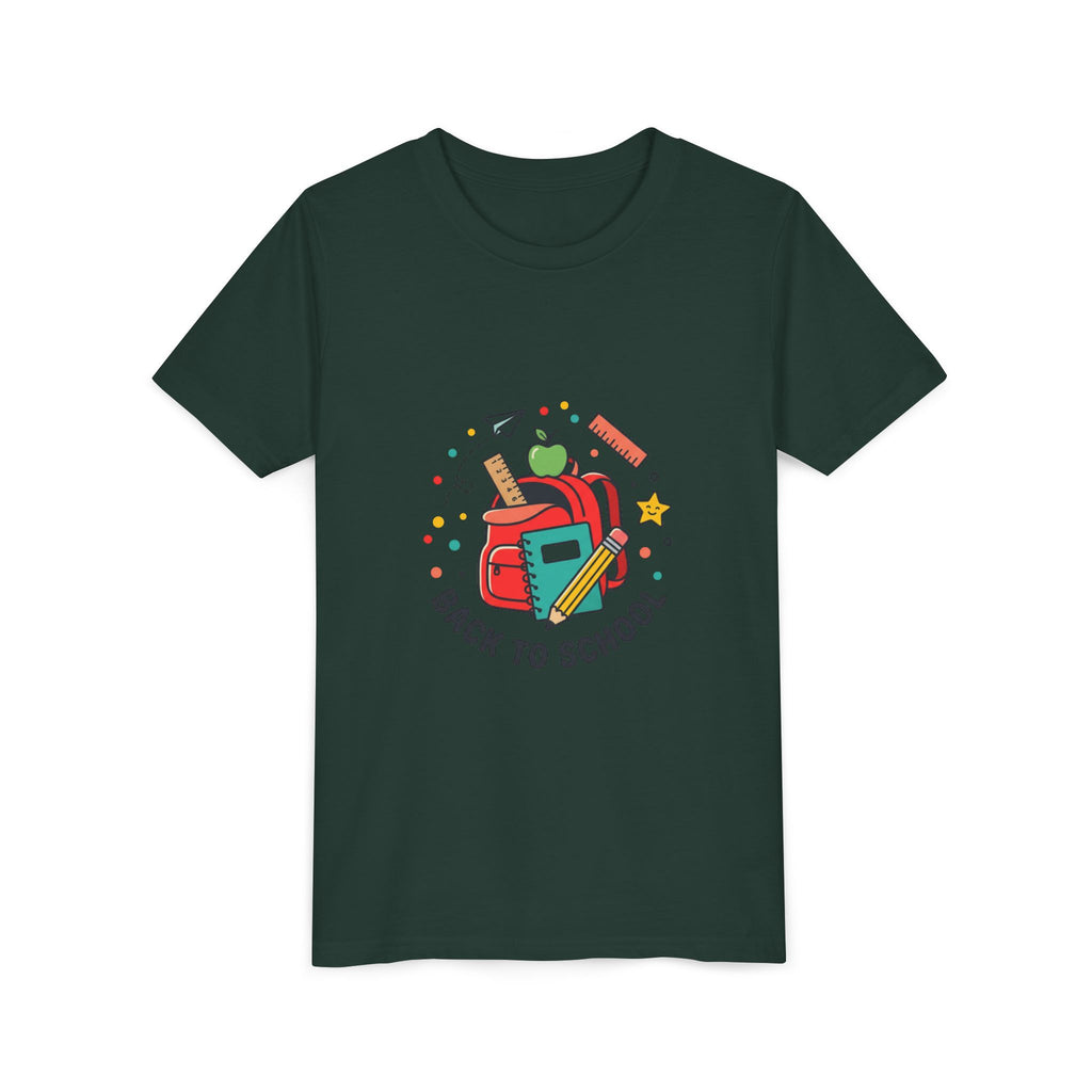 Back to School Youth Tee — Kids Backpack & School Supplies Graphic Shirt