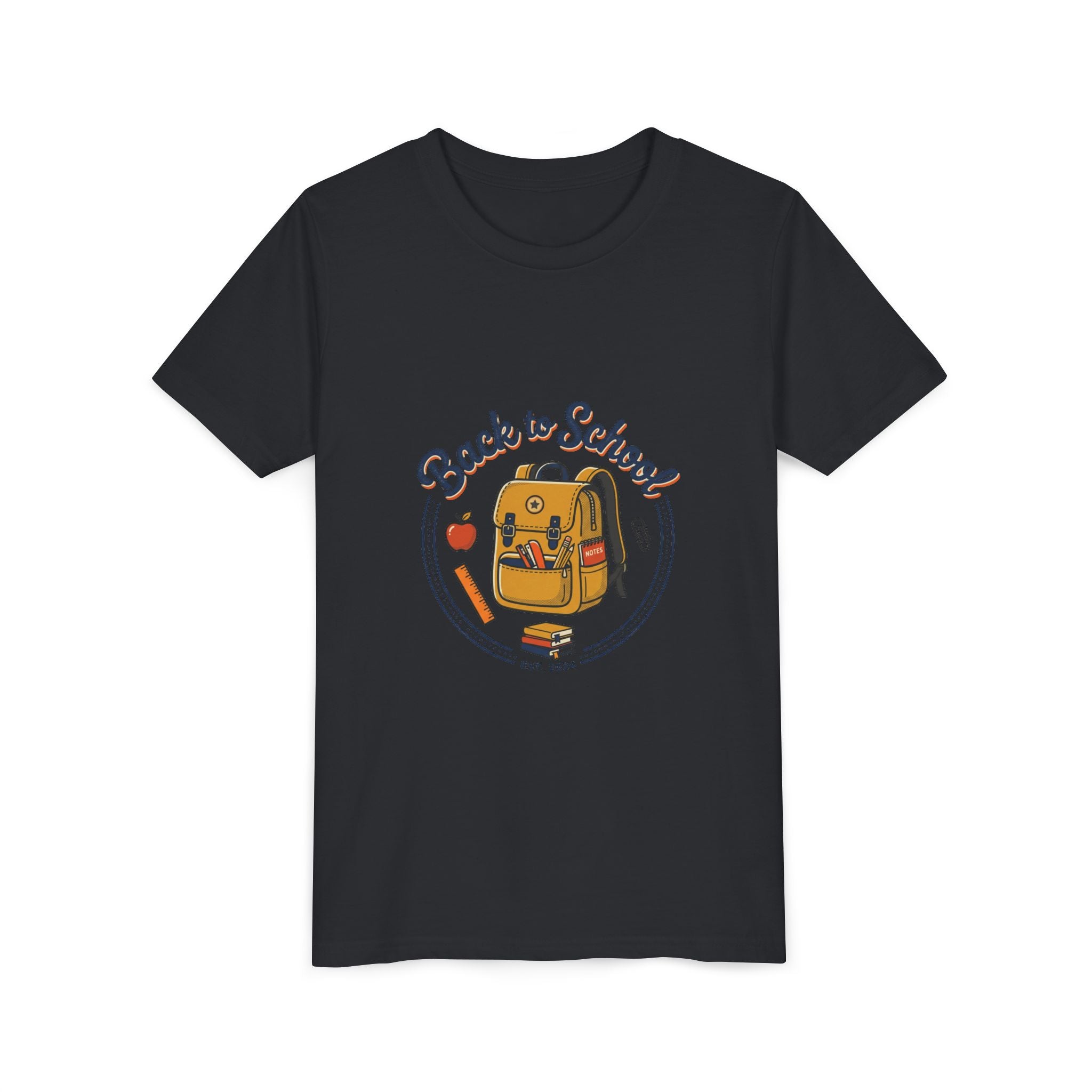 Back to School Youth Tee – Cute Backpack & Apple Kids T‑Shirt for First Day of School