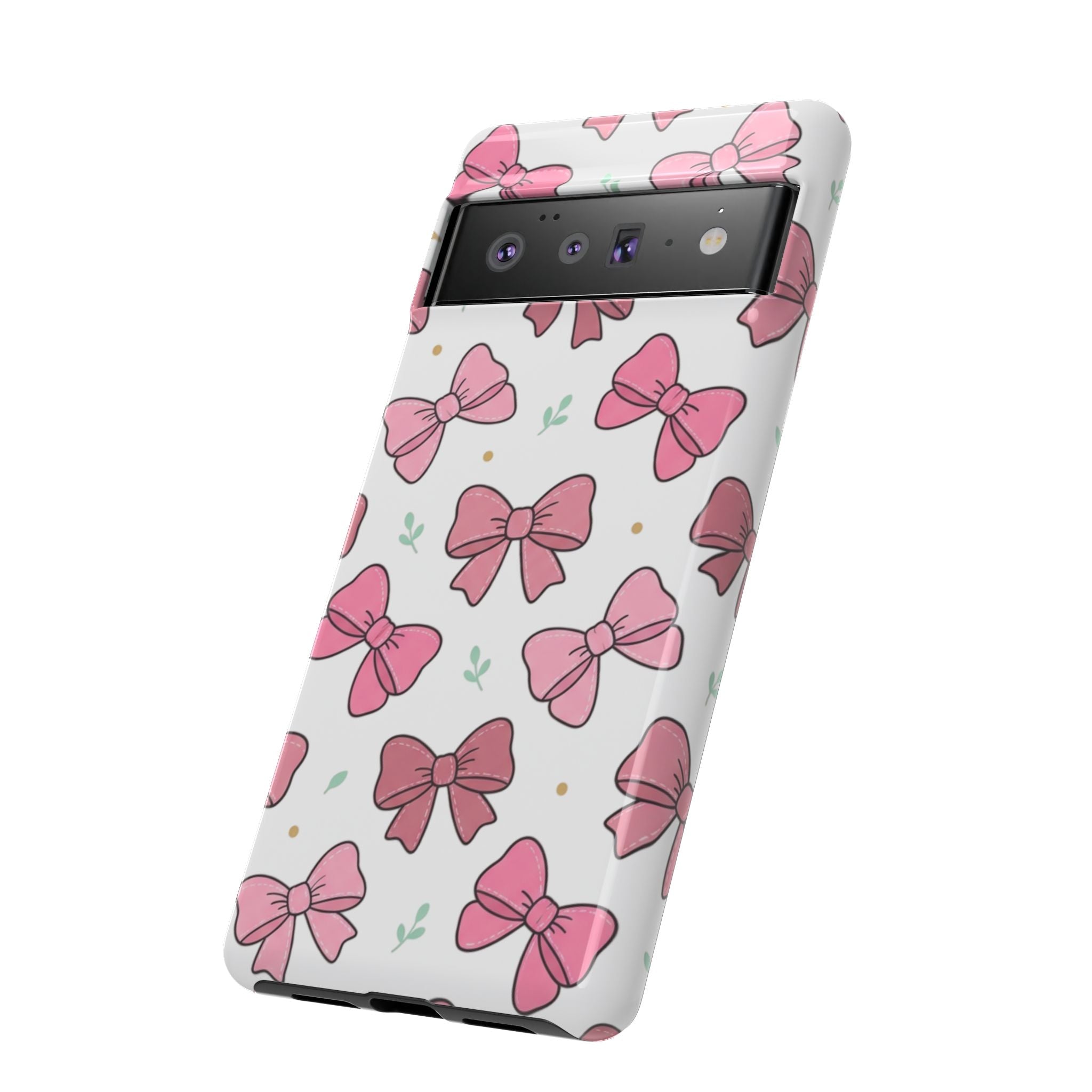 Pink Bow Pattern Phone Case — Cute Floral Ribbon Tough Case