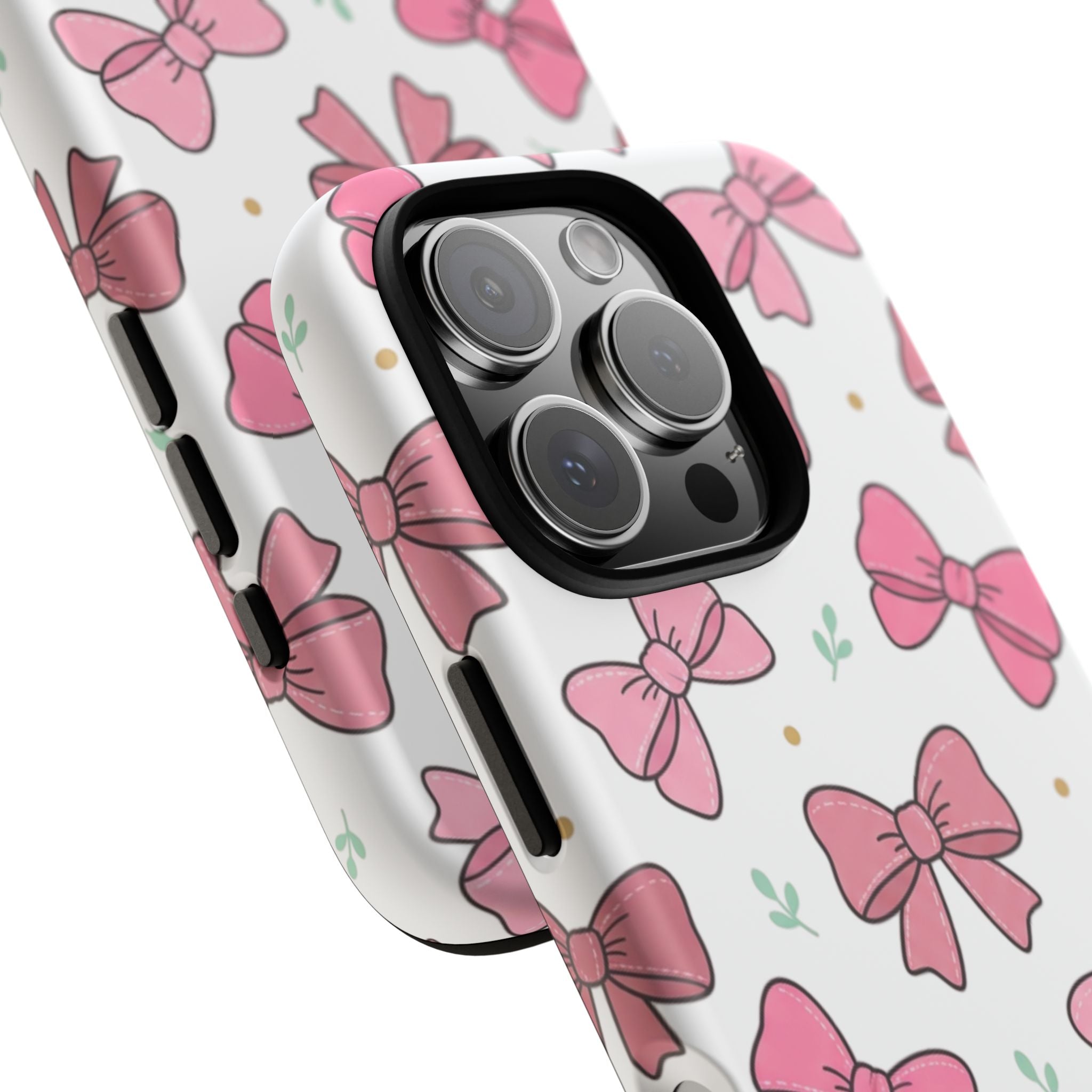 Pink Bow Pattern Phone Case — Cute Floral Ribbon Tough Case