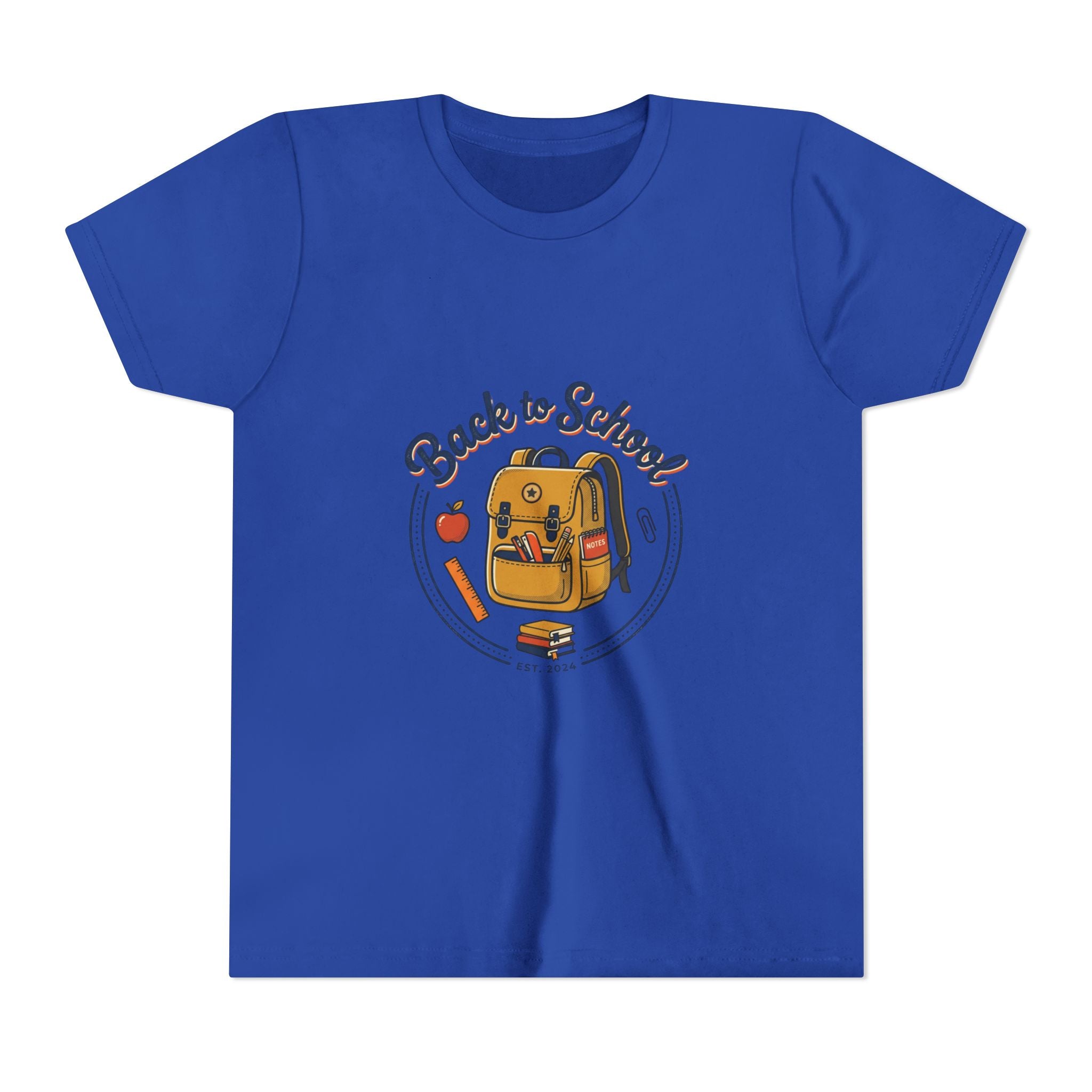Back to School Youth Tee – Cute Backpack & Apple Kids T‑Shirt for First Day of School
