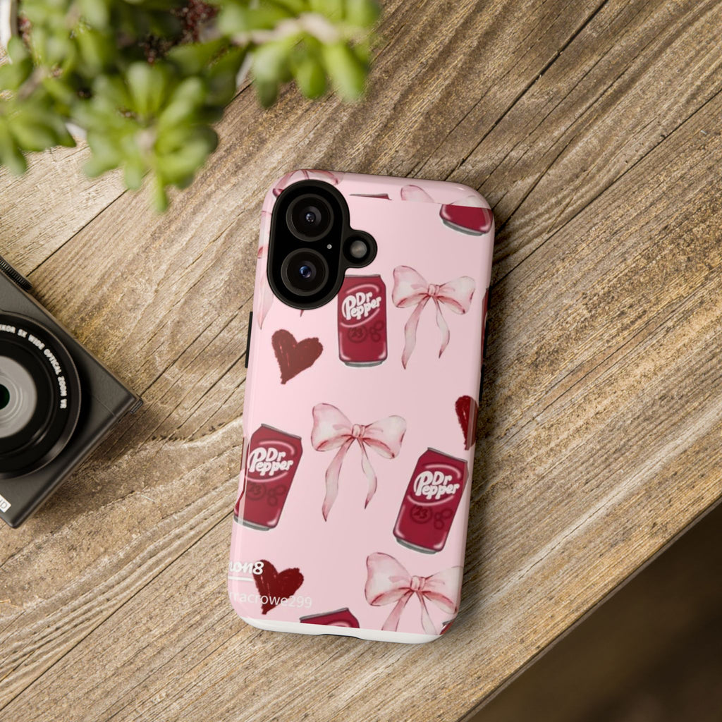 Dr Pepper Pink Bow Phone Case — Cute Soda Pattern Tough Case