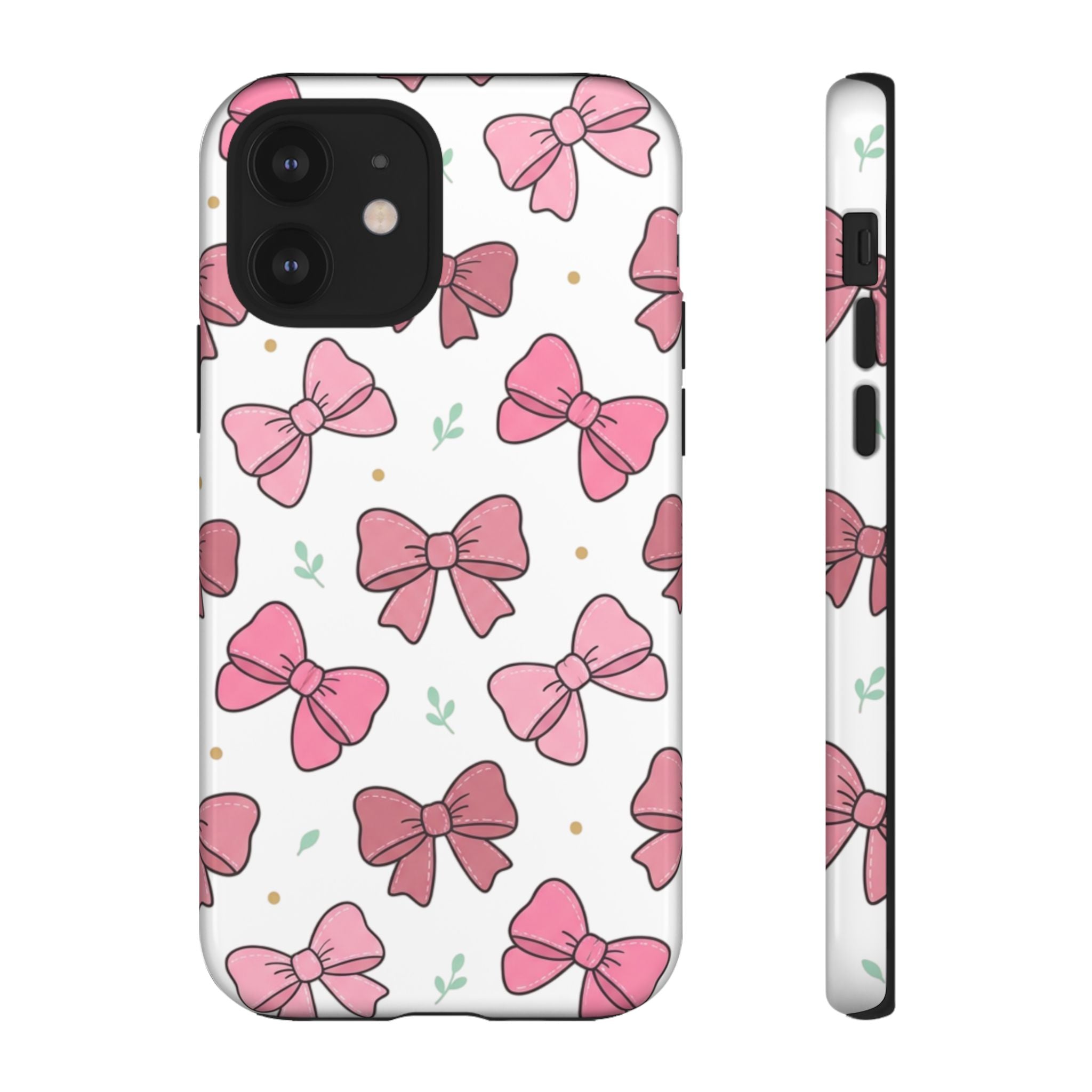 Pink Bow Pattern Phone Case — Cute Floral Ribbon Tough Case