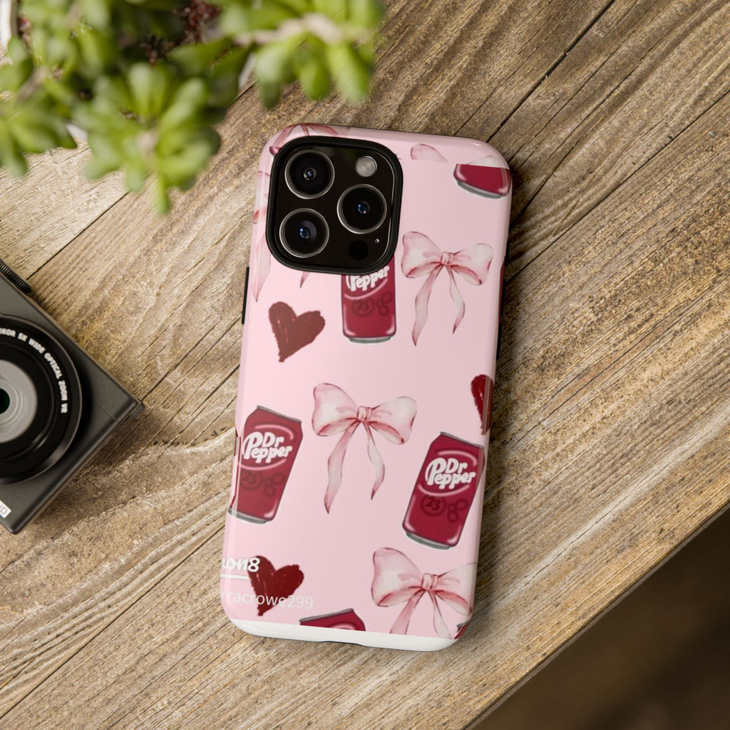 Dr Pepper Pink Bow Phone Case — Cute Soda Pattern Tough Case
