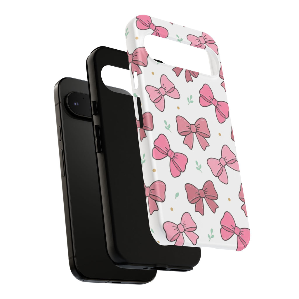 Pink Bow Pattern Phone Case — Cute Floral Ribbon Tough Case