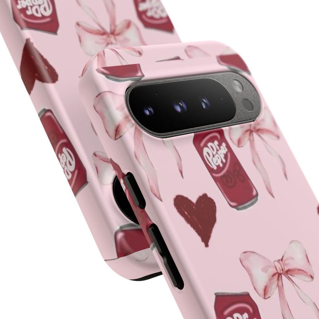 Dr Pepper Pink Bow Phone Case — Cute Soda Pattern Tough Case