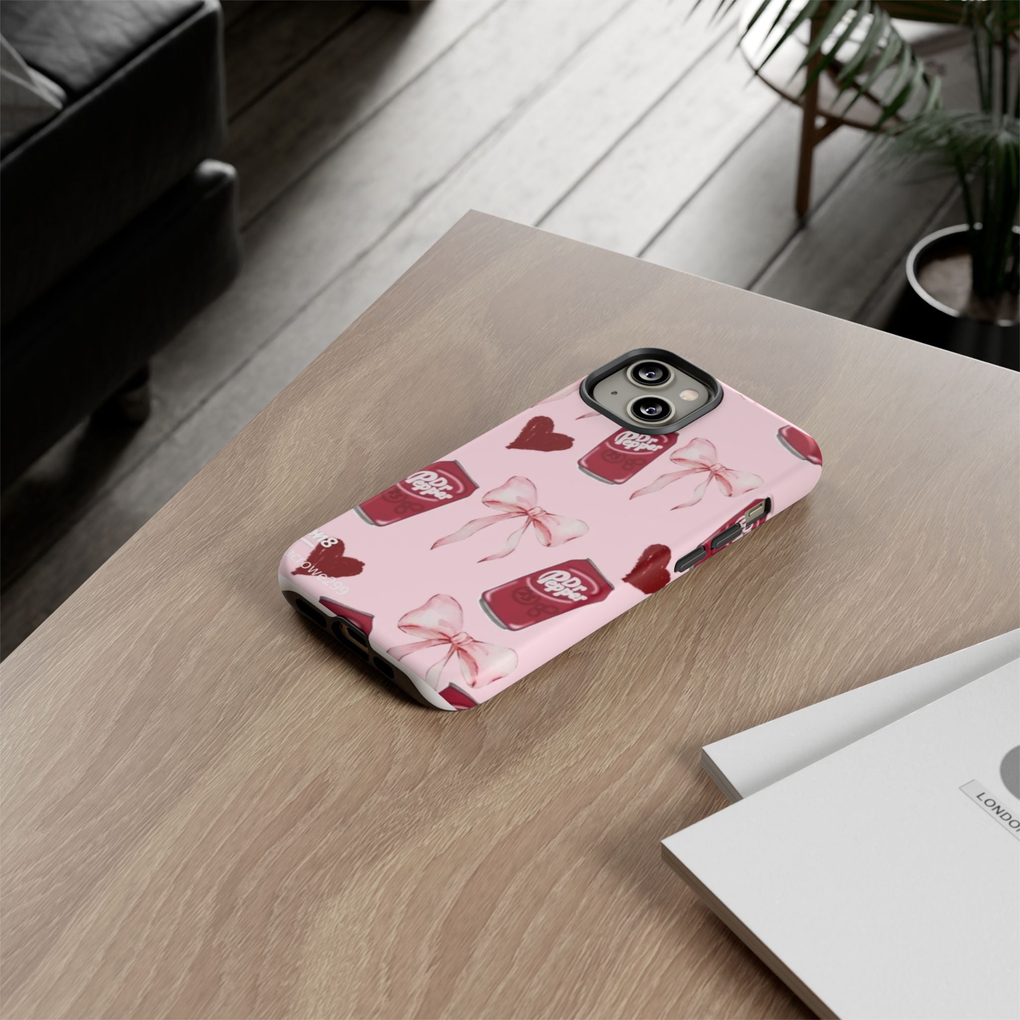Dr Pepper Pink Bow Phone Case — Cute Soda Pattern Tough Case