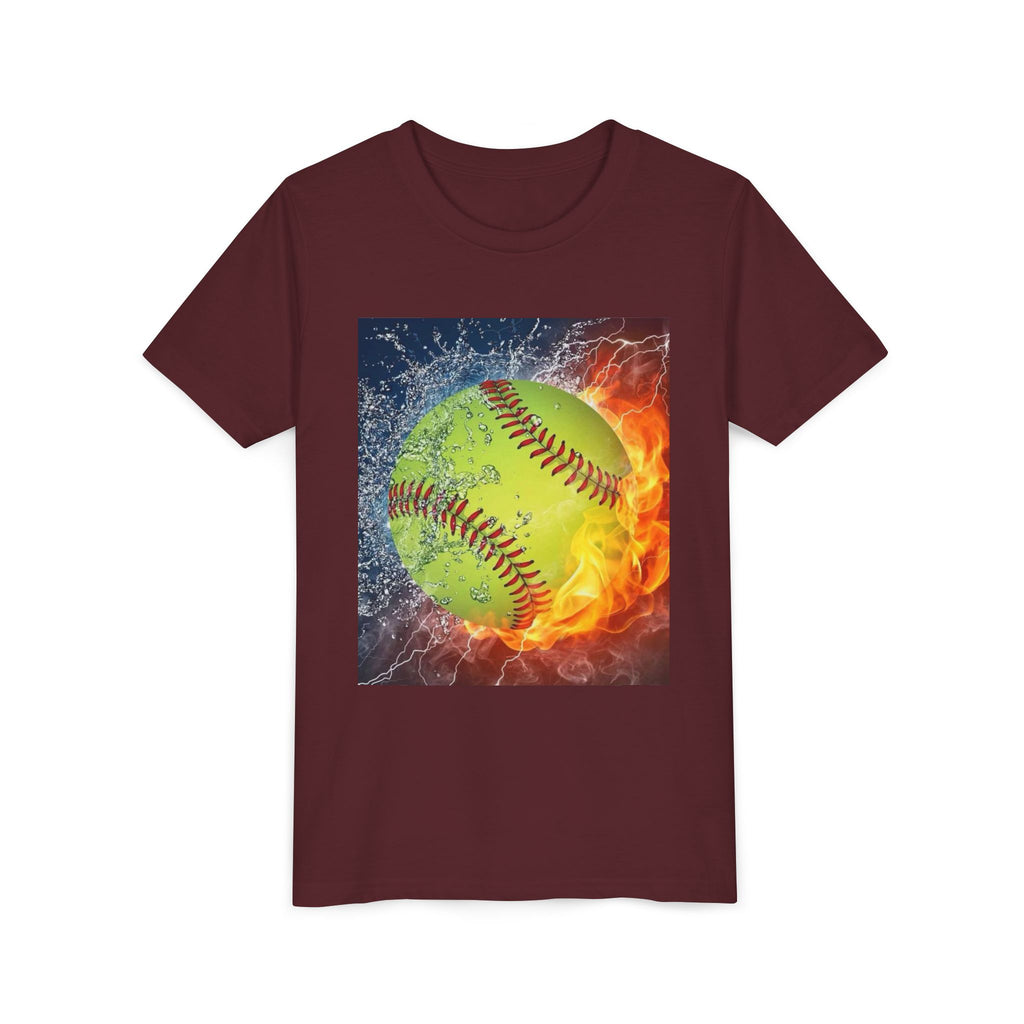 Youth Softball Flame & Splash Tee