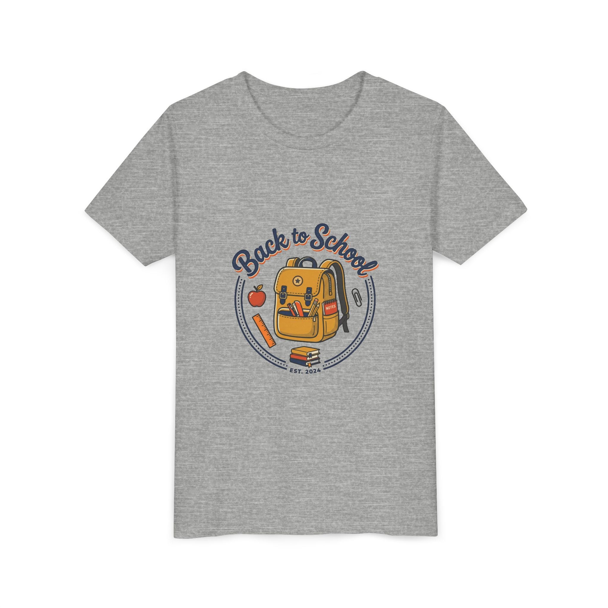 Back to School Youth Tee – Cute Backpack & Apple Kids T‑Shirt for First Day of School