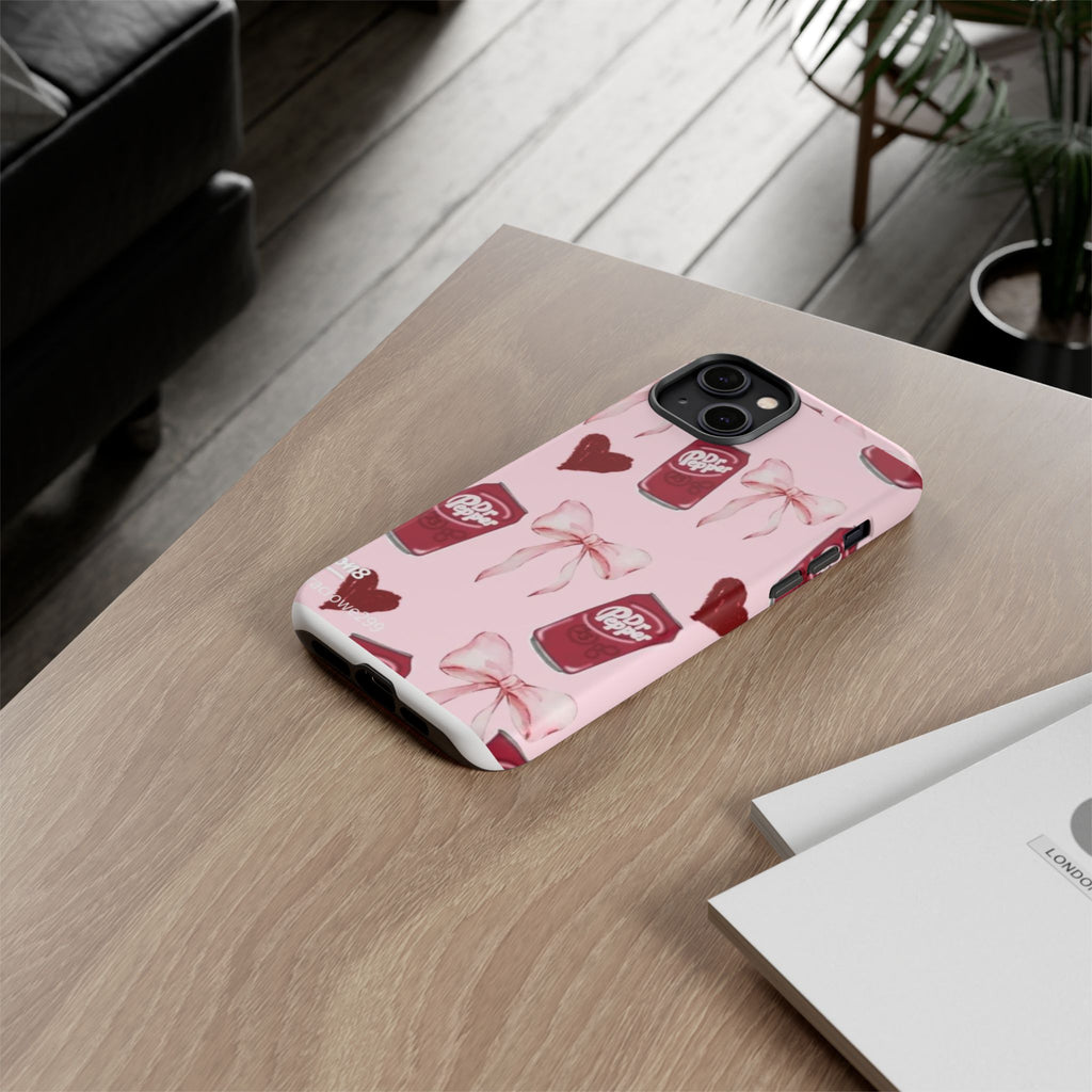 Dr Pepper Pink Bow Phone Case — Cute Soda Pattern Tough Case