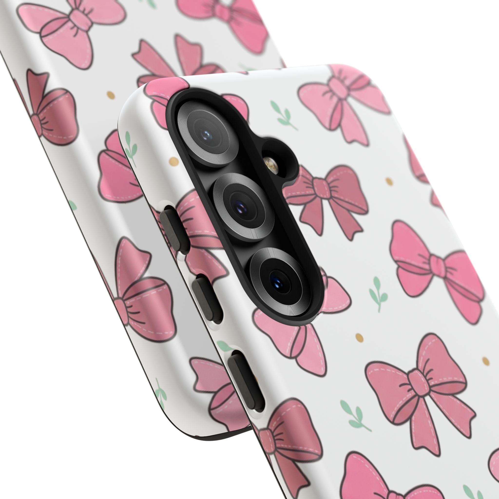 Pink Bow Pattern Phone Case — Cute Floral Ribbon Tough Case