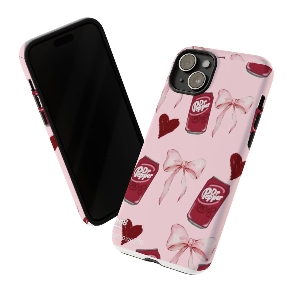 Dr Pepper Pink Bow Phone Case — Cute Soda Pattern Tough Case