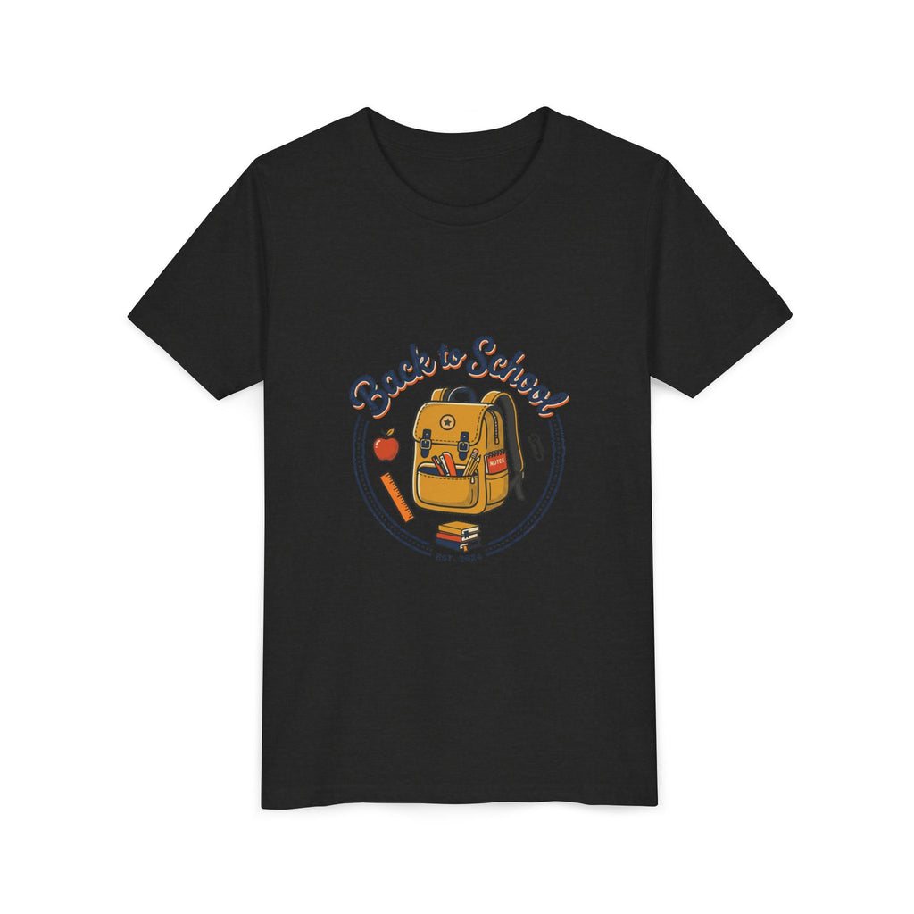 Back to School Youth Tee – Cute Backpack & Apple Kids T‑Shirt for First Day of School