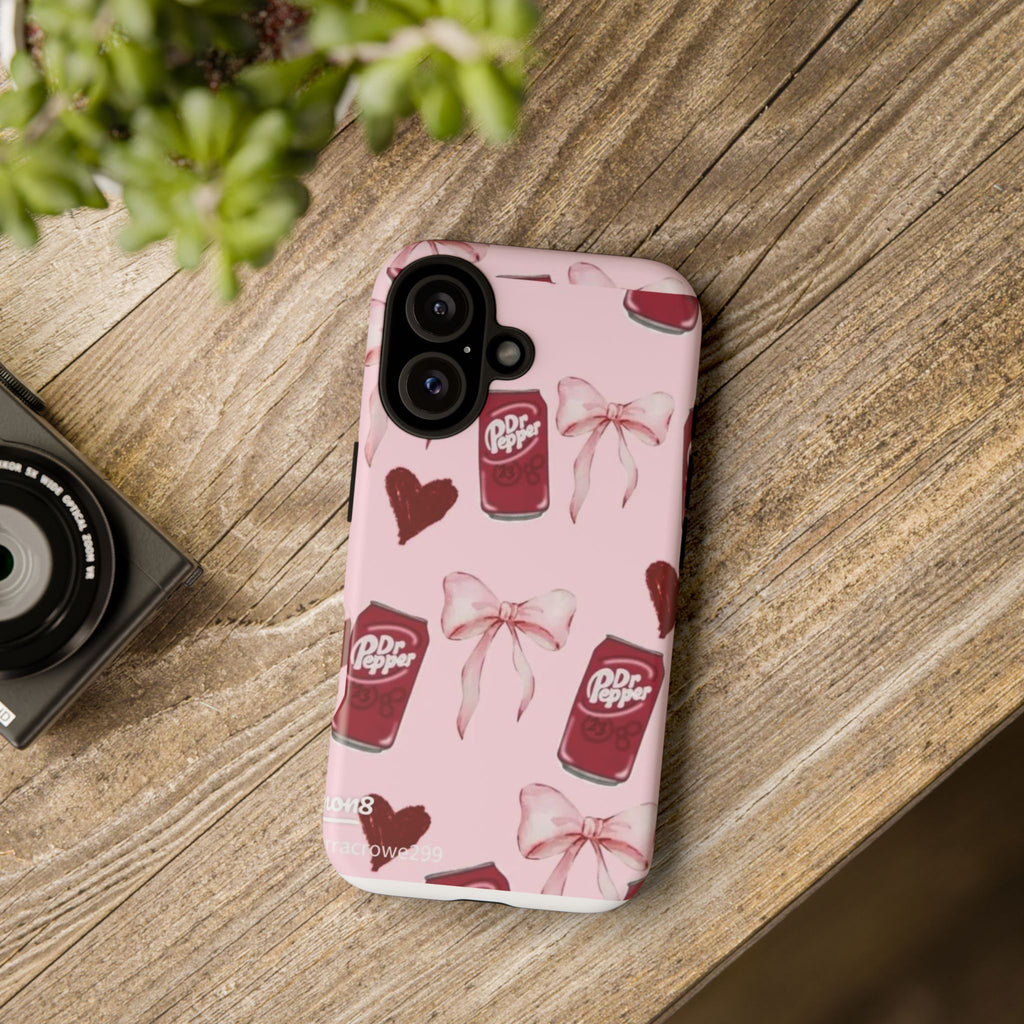 Dr Pepper Pink Bow Phone Case — Cute Soda Pattern Tough Case