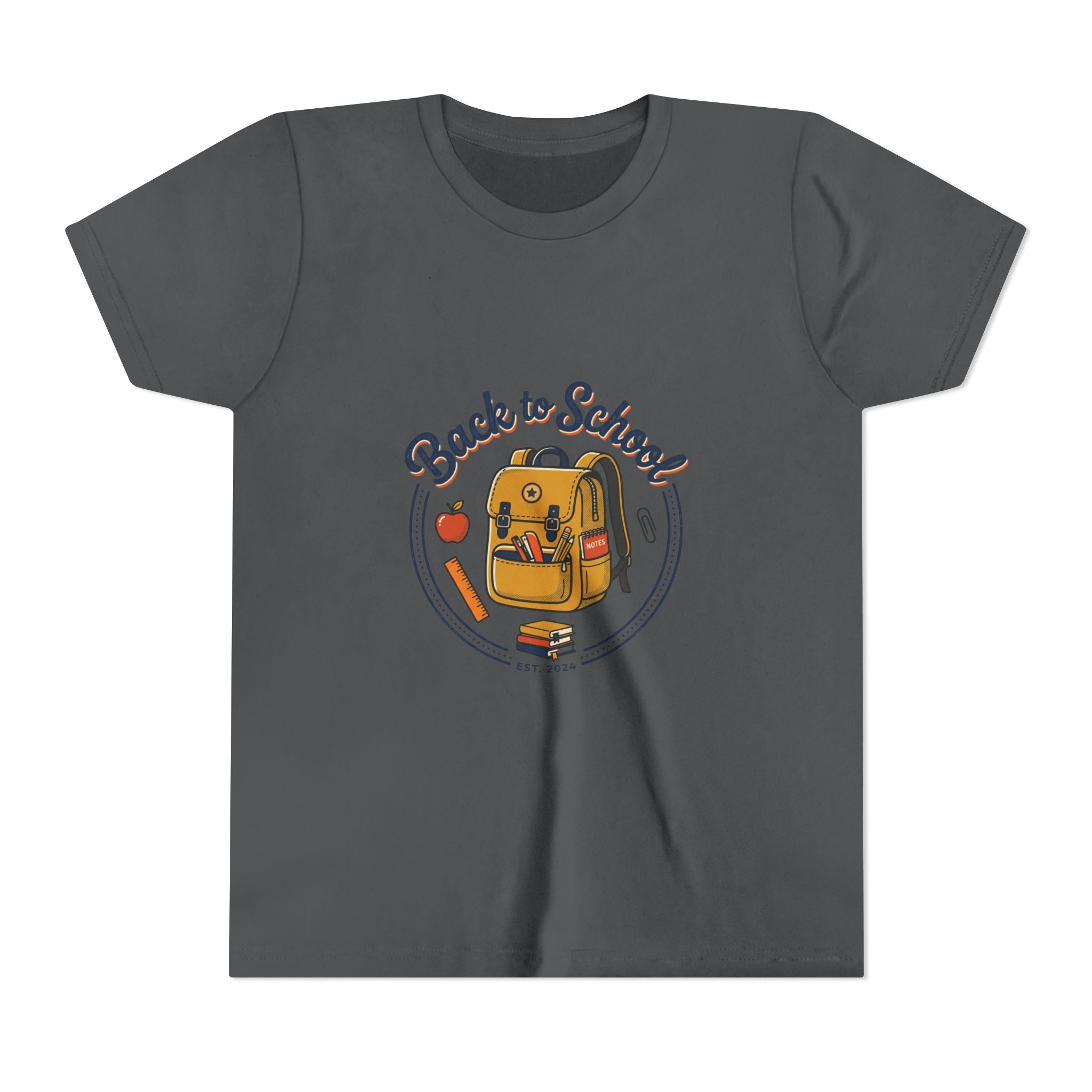 Back to School Youth Tee – Cute Backpack & Apple Kids T‑Shirt for First Day of School