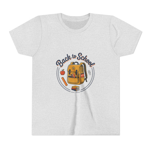 Back to School Youth Tee – Cute Backpack & Apple Kids T‑Shirt for First Day of School