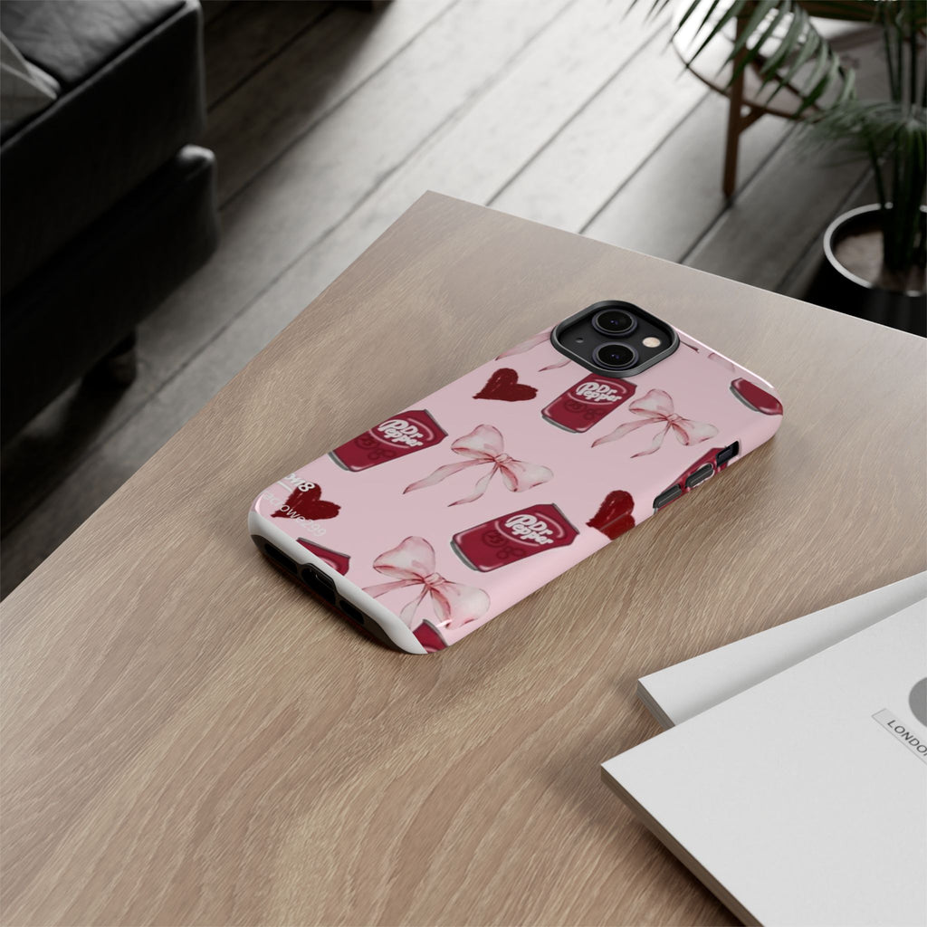 Dr Pepper Pink Bow Phone Case — Cute Soda Pattern Tough Case