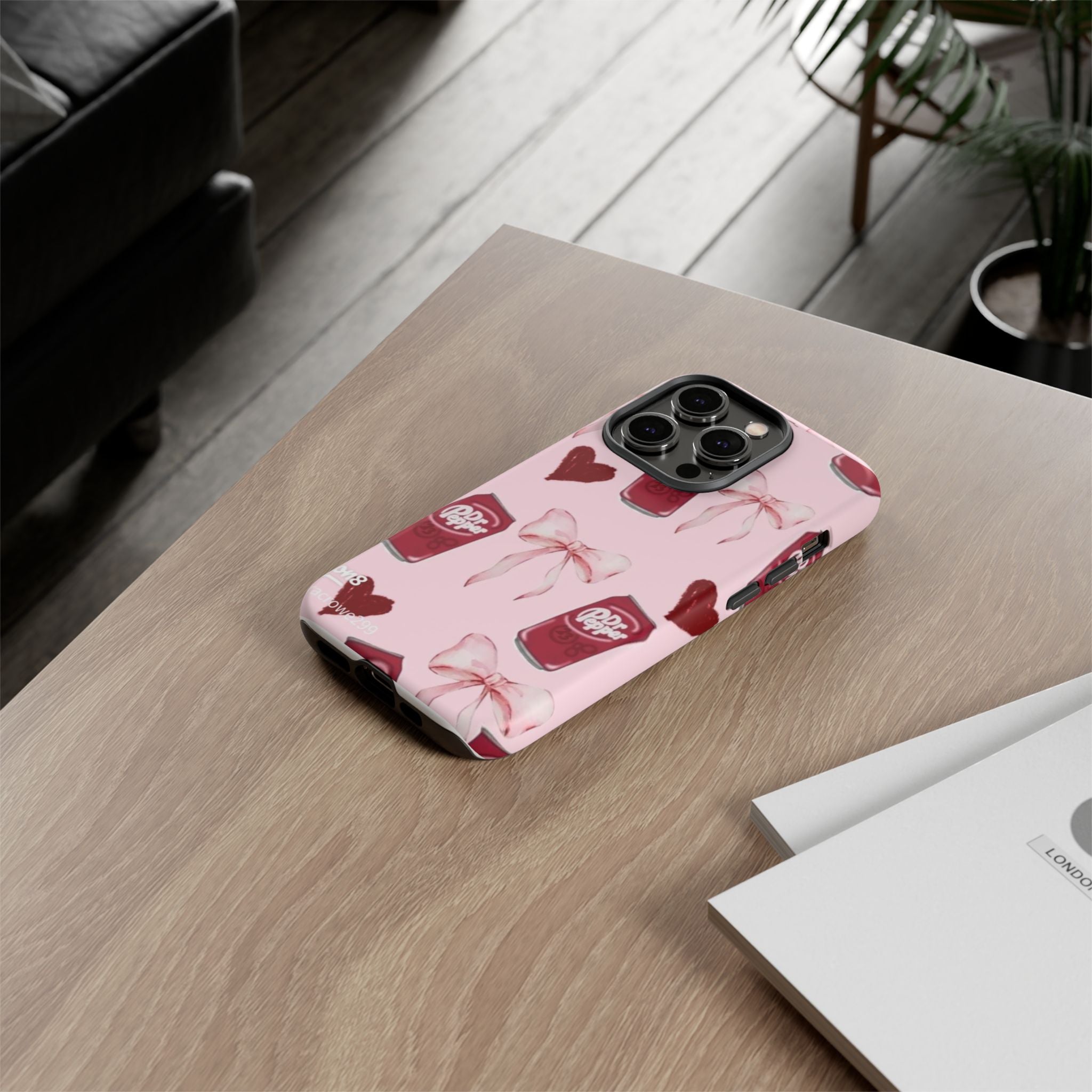 Dr Pepper Pink Bow Phone Case — Cute Soda Pattern Tough Case