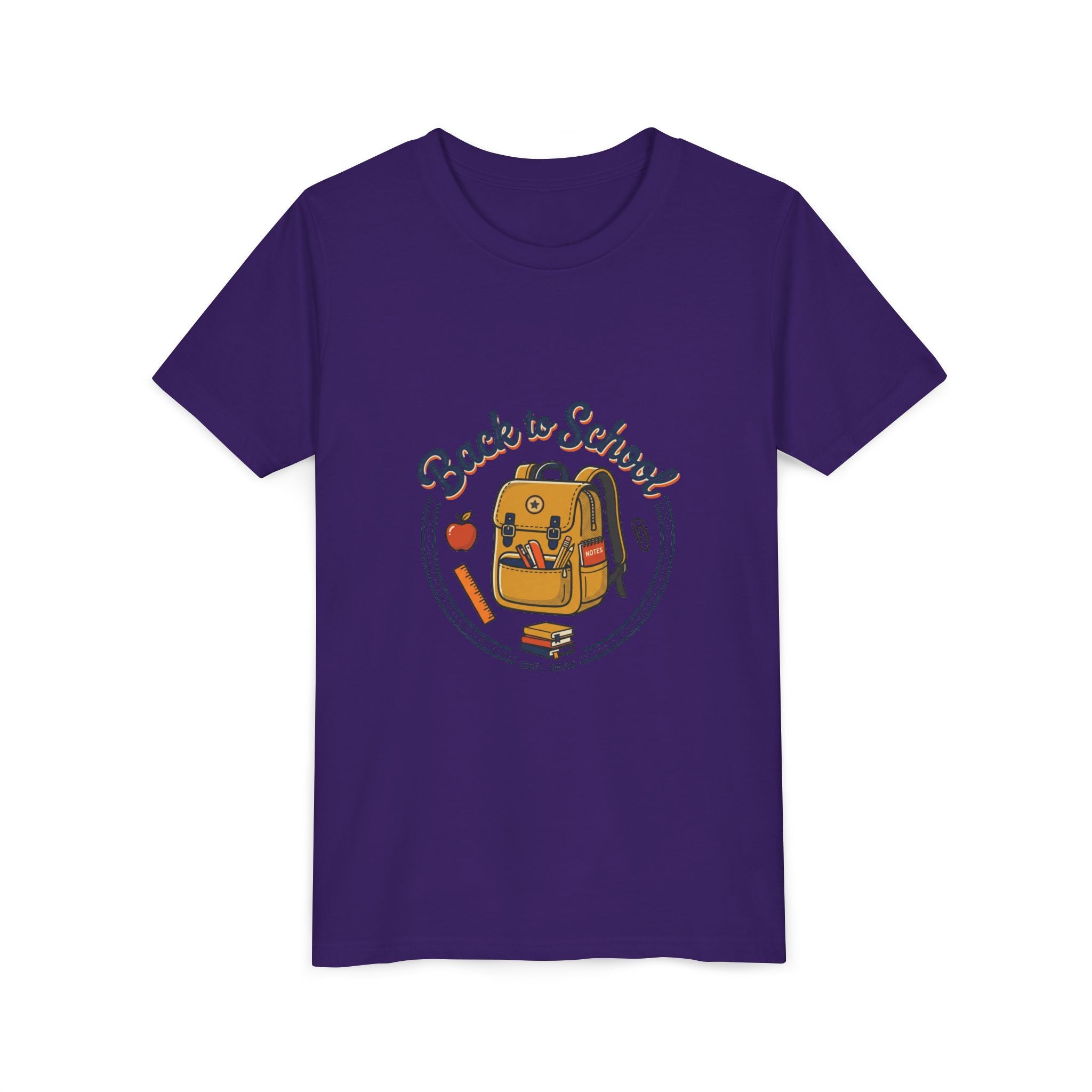 Back to School Youth Tee – Cute Backpack & Apple Kids T‑Shirt for First Day of School