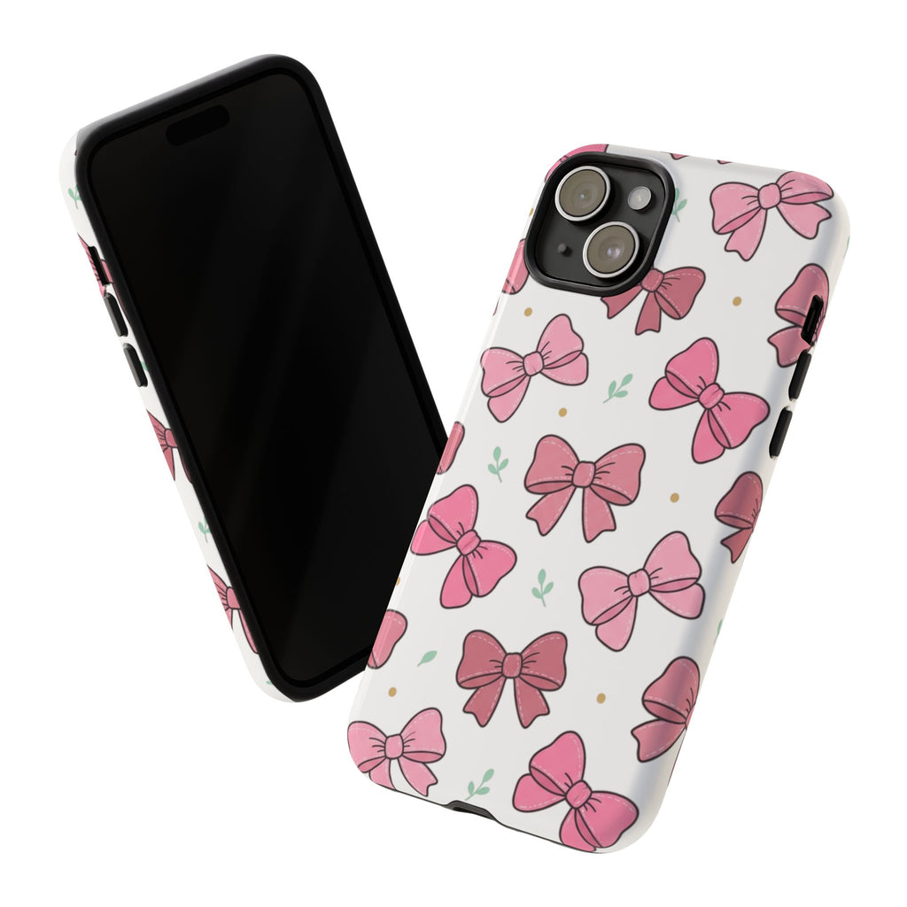 Pink Bow Pattern Phone Case — Cute Floral Ribbon Tough Case