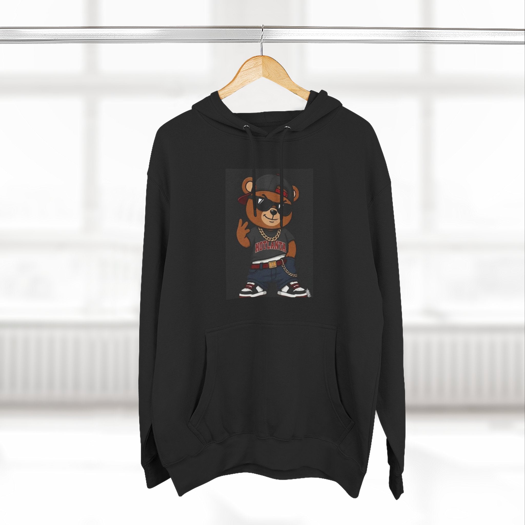 Bear Streetwear Hoodie — Cool Cartoon Bear Graphic Fleece Hoodie