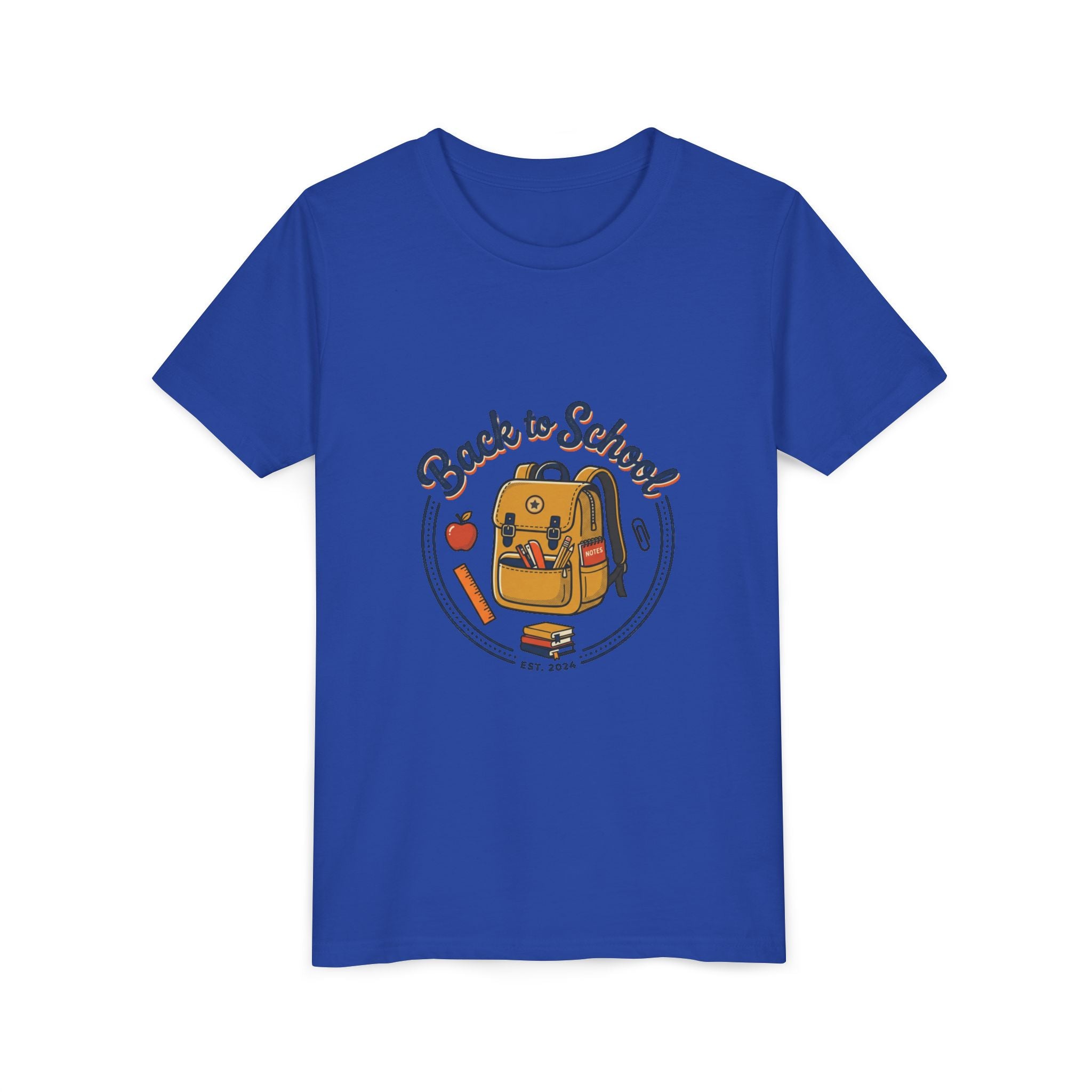 Back to School Youth Tee – Cute Backpack & Apple Kids T‑Shirt for First Day of School
