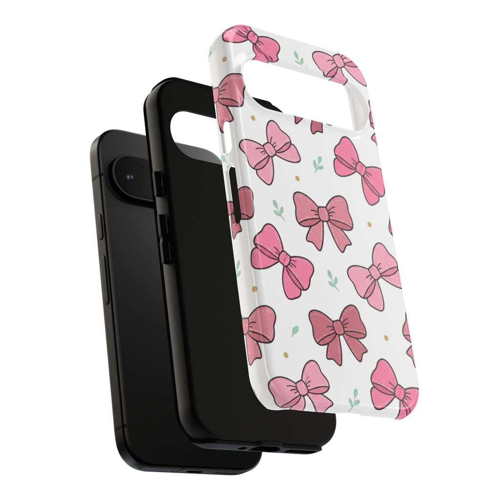 Pink Bow Pattern Phone Case — Cute Floral Ribbon Tough Case