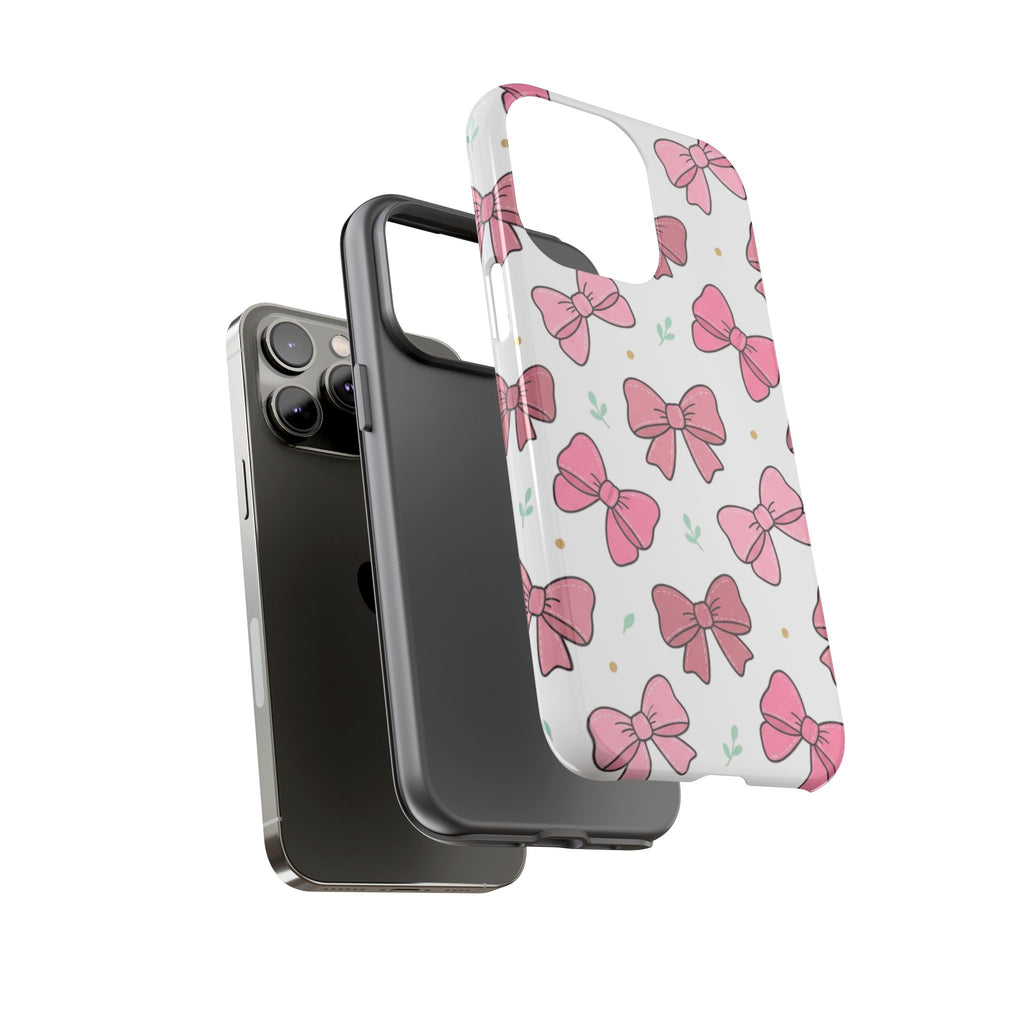 Pink Bow Pattern Phone Case — Cute Floral Ribbon Tough Case