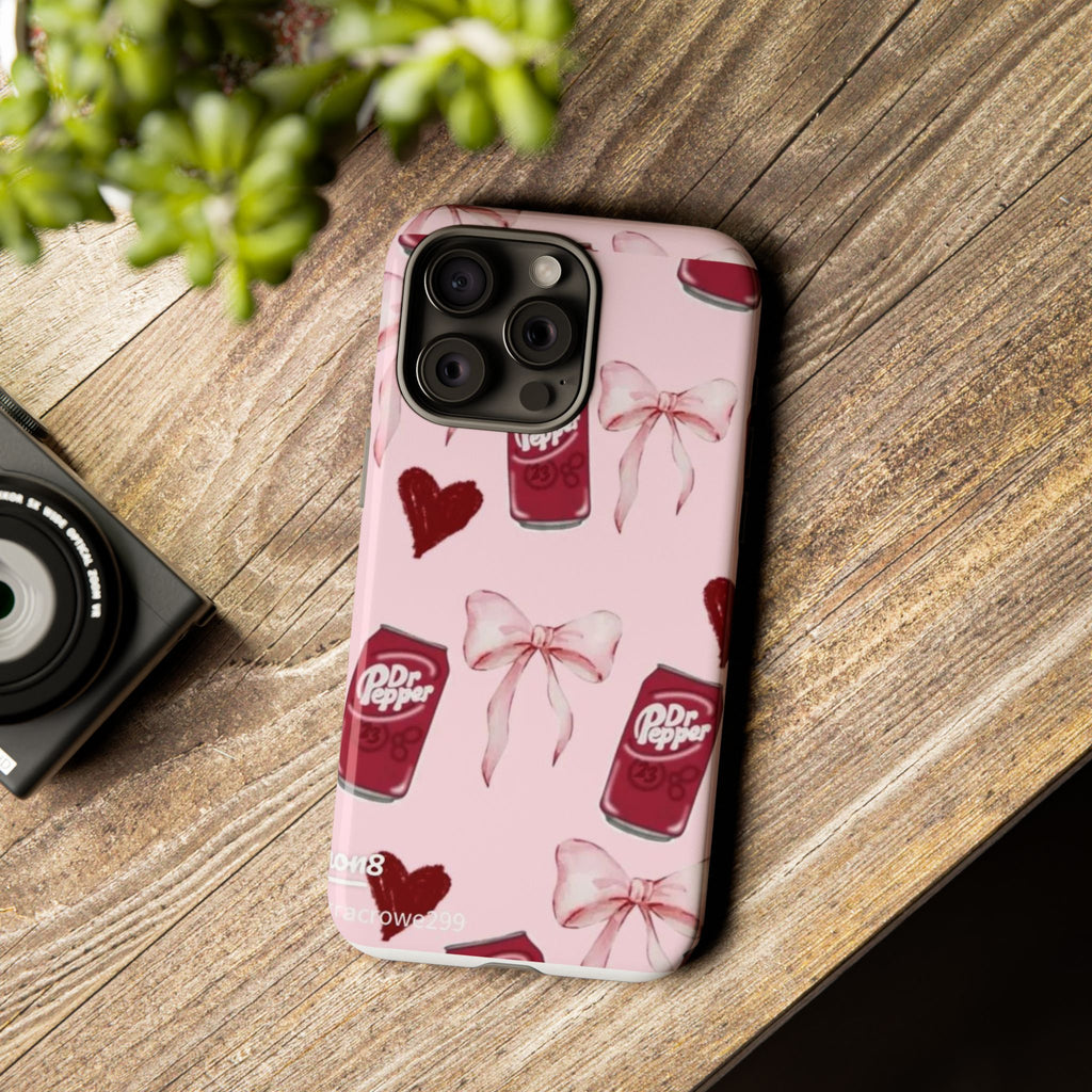 Dr Pepper Pink Bow Phone Case — Cute Soda Pattern Tough Case